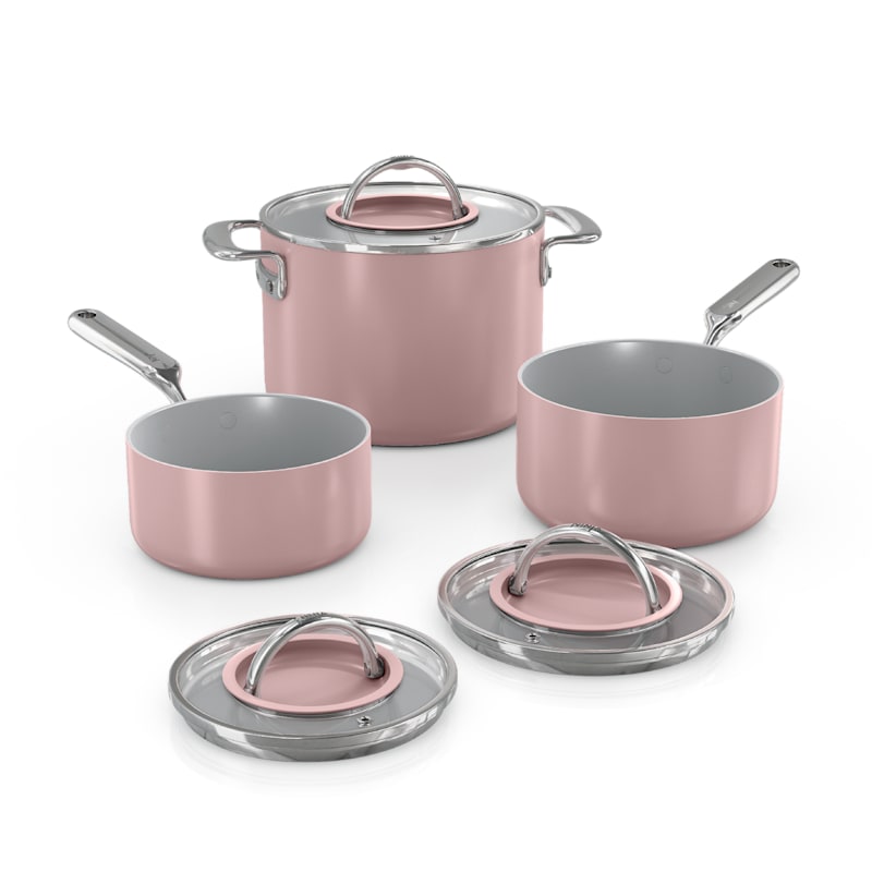 Ninja NeverQuit™ 6-Piece Ceramic Saucepan Cookware Set in Pink