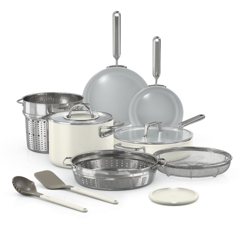 Ninja NeverQuit™ 12-Piece Ceramic Cookware Set, Bone & Silver
