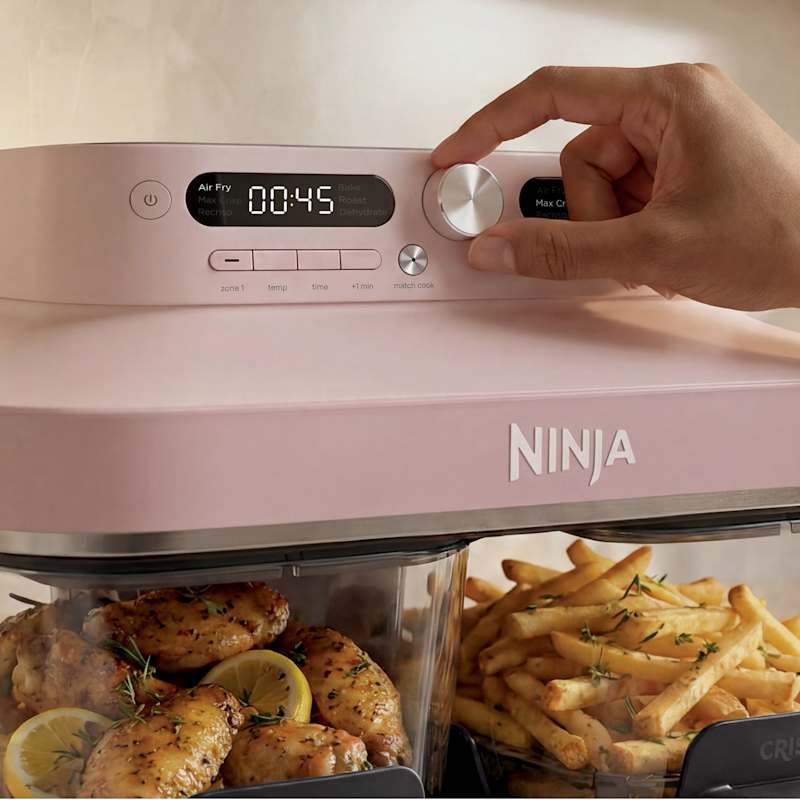 Ninja Crispi® DualZone™ Dual Basket Glass Air Fryer in Rose Quartz