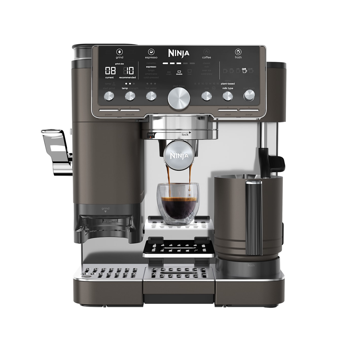 Luxe Pro 3-in-1-Kaffeemaschine mit Mahlwerk und Aufschäumer für Latte in Braun | ES701EUBR | von SharkNinja