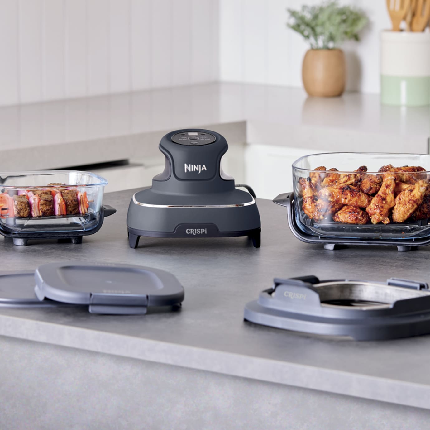Ninja Crispi 4-in-1 Portable Glass Air Fryer in Stone