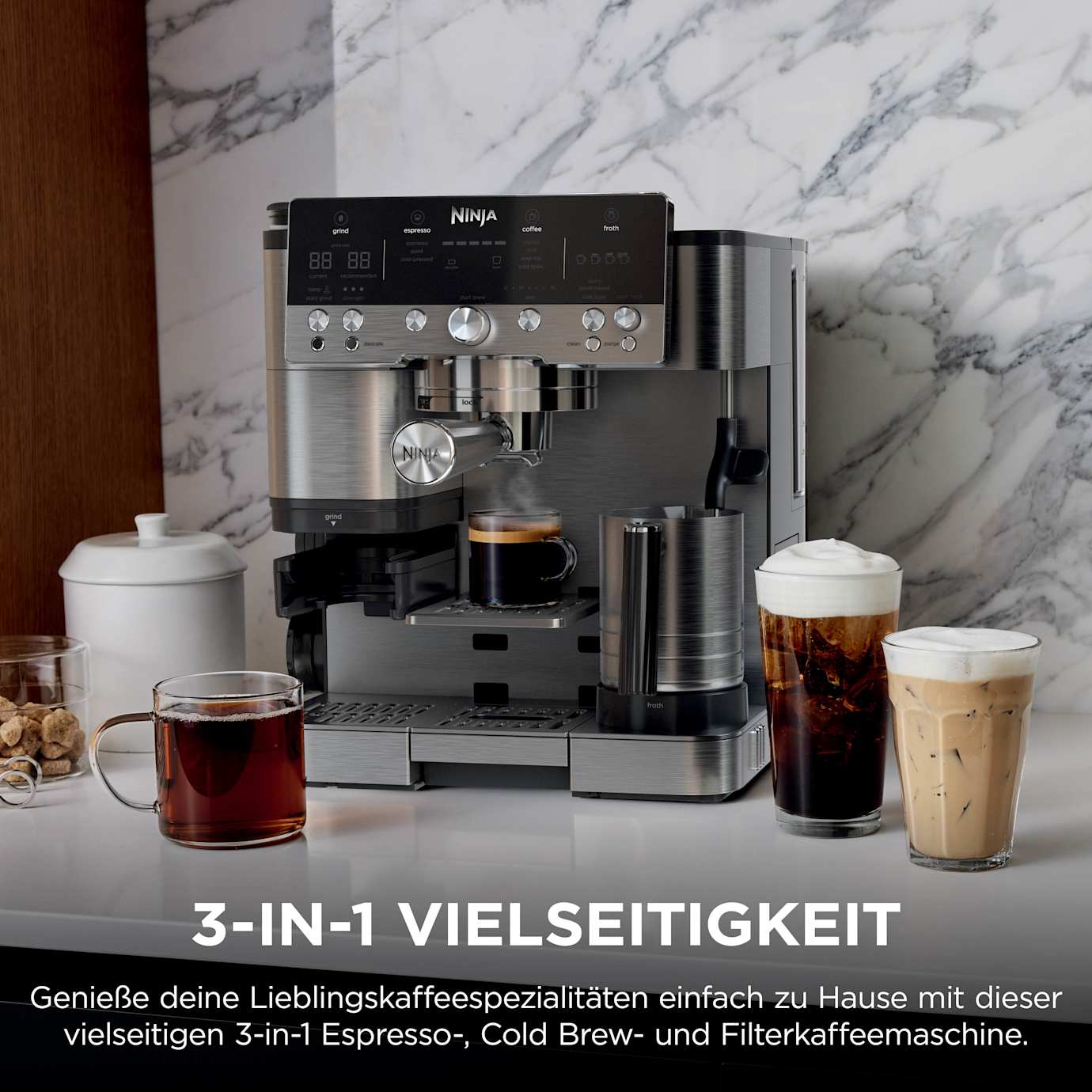 Ninja Luxe Café Premier Plus-Serie Espressomaschine – Silber in Silber | ES655EU | von SharkNinja