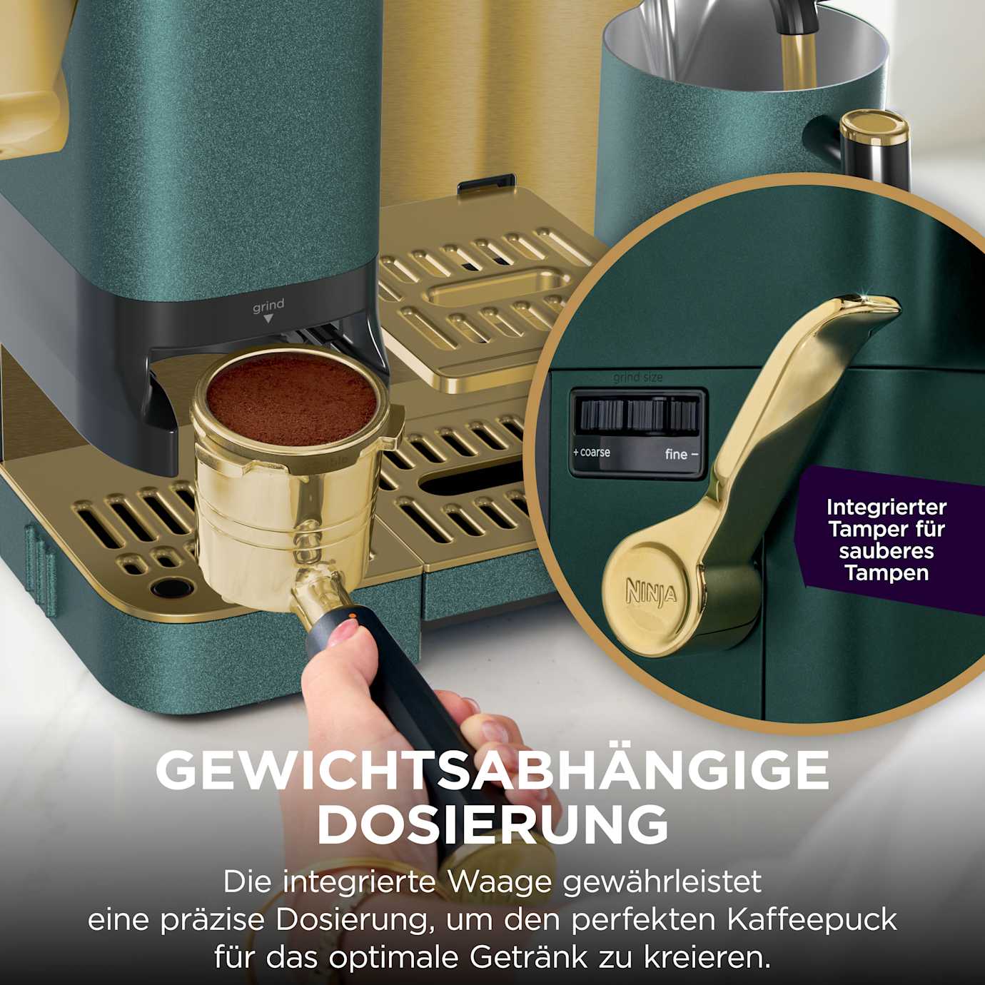 Ninja Luxe Café Pro Espressomaschine – Grün/Gold in Grün/Gold | ES701EUGNGD | von SharkNinja