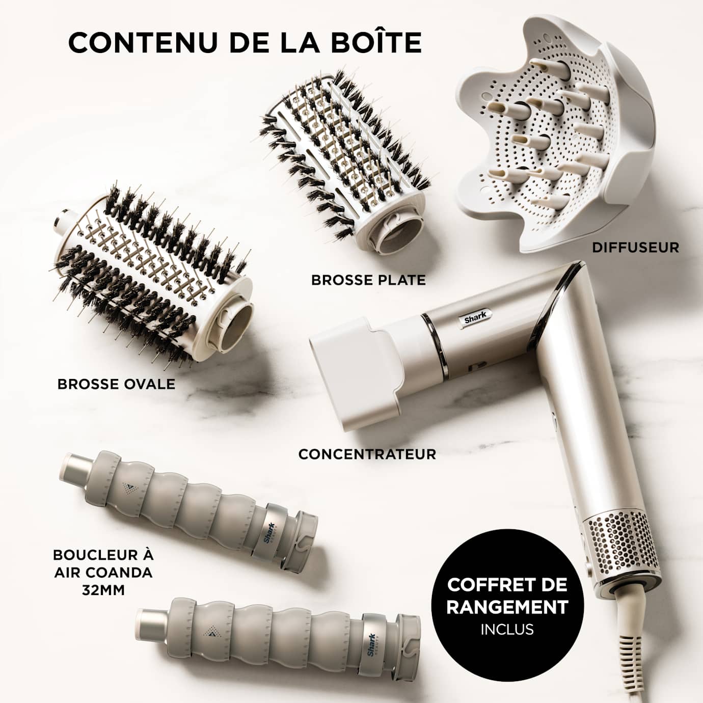 Shark FlexStyle HD446SLEU StarDust — visuel officiel 11 du styler et de ses fonctions