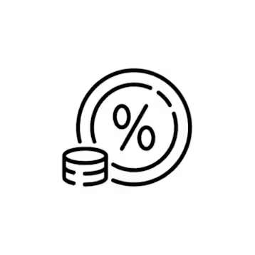 Icon of percentage sign and coins