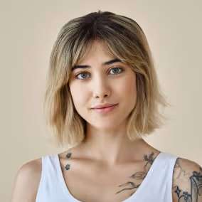 Short hair with curtain bangs