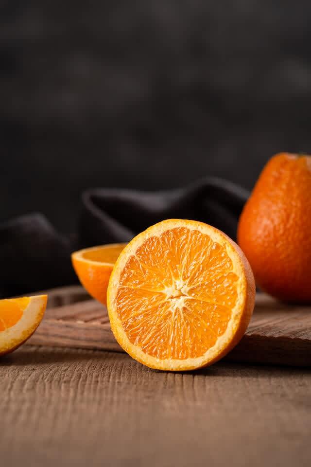 Orange sliced in half