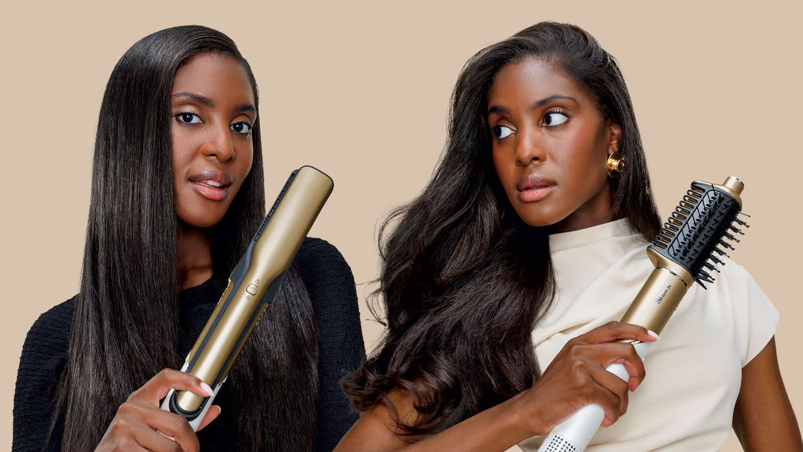Deux femmes avec le styliseur capillaire Shark Glam.