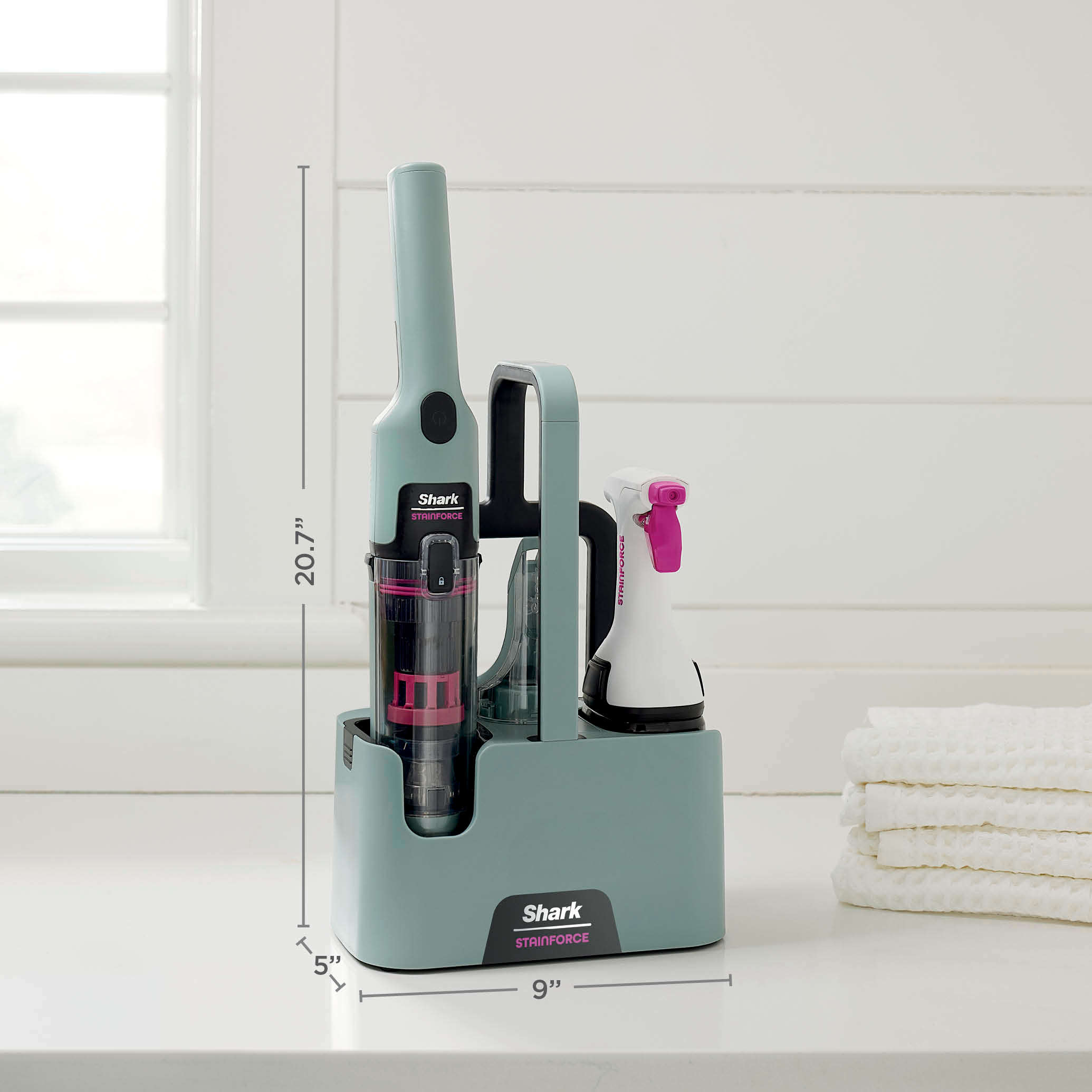 Shark StainForce Cordless Portable Stain Cleaner kompakter kabelloser Fleckenreiniger mit Ladestation.