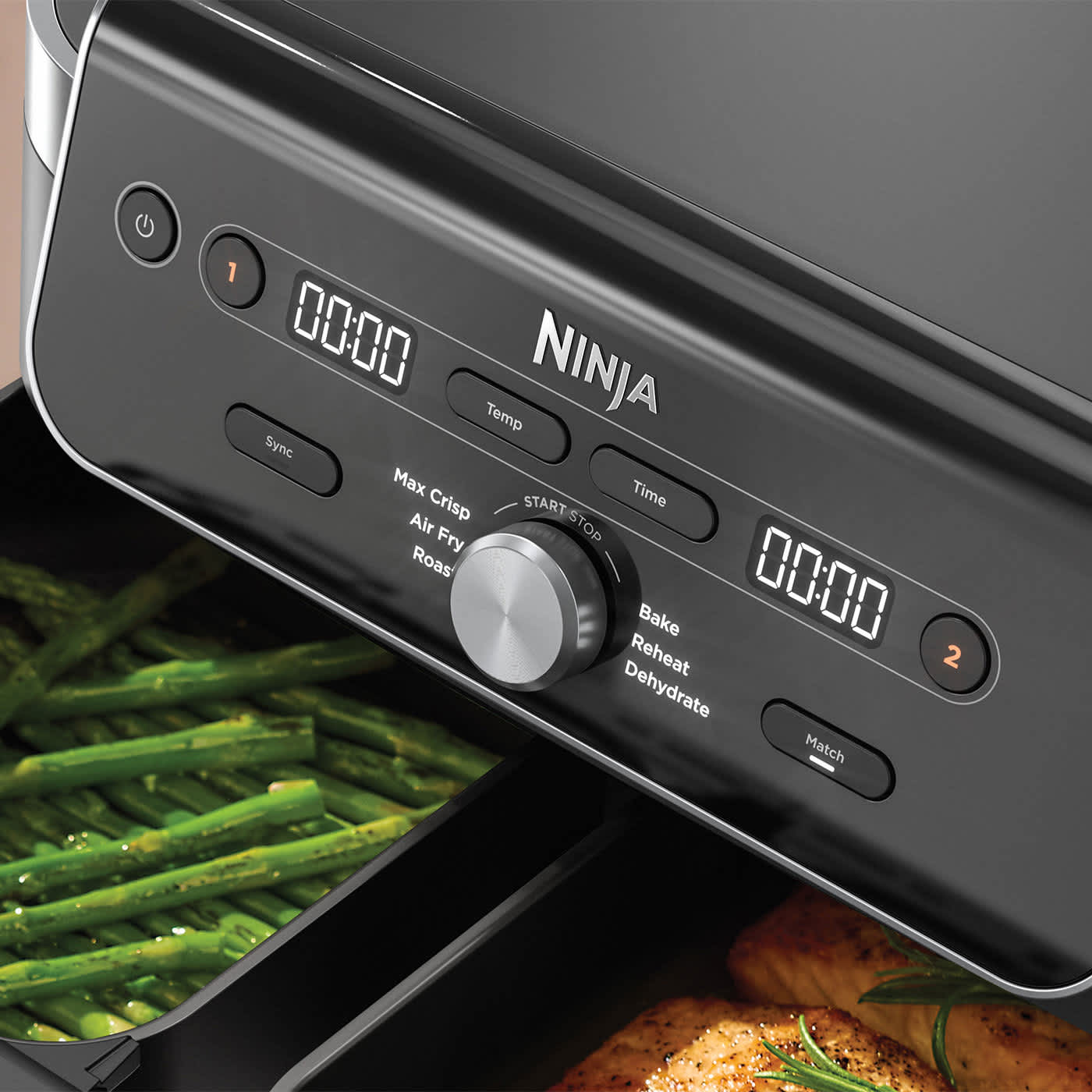 Friggitrice ad aria Ninja Dual Zone da 9,5 L con zoom sulle impostazioni