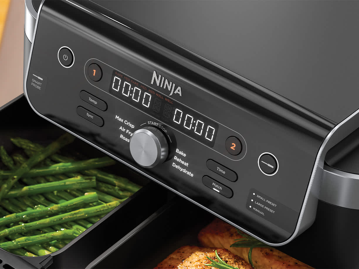 Friggitrice ad aria Ninja Dual Zone da 9,5 L con zoom sulle impostazioni