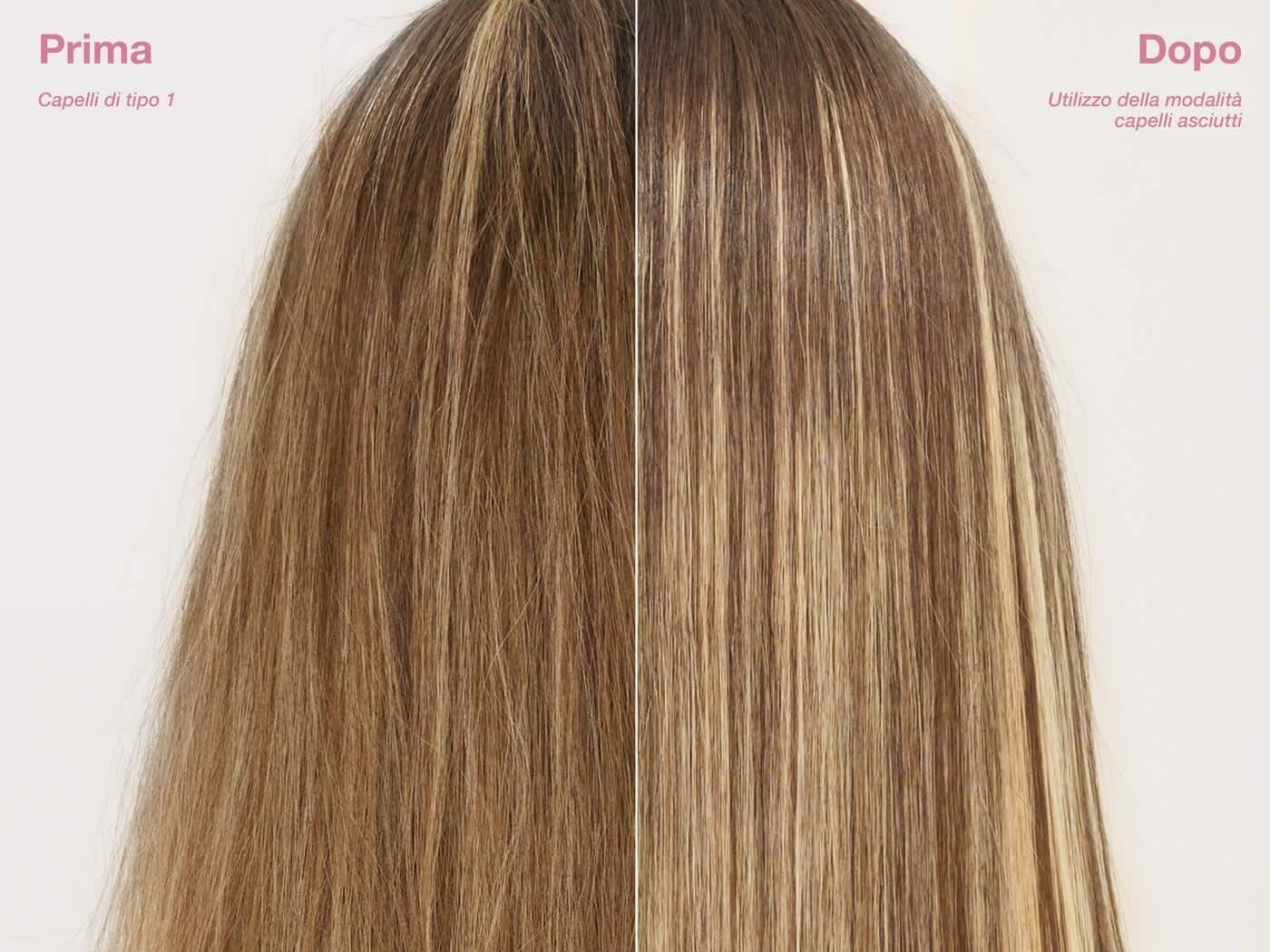 Immagine dei risultati su capelli lisci dopo la piastra Shark SilkiPro