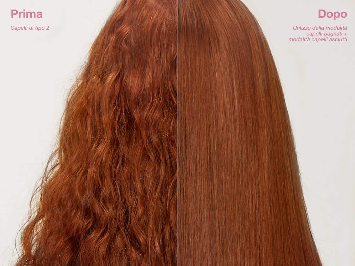 Immagine dei risultati su capelli mossi dopo la piastra Shark SilkiPro