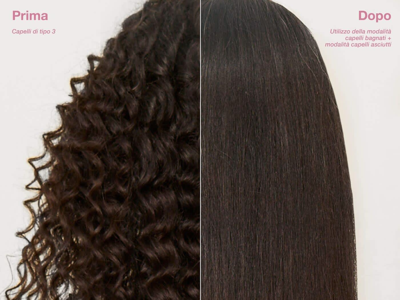 Immagine dei risultati su capelli ricci dopo la piastra Shark SilkiPro