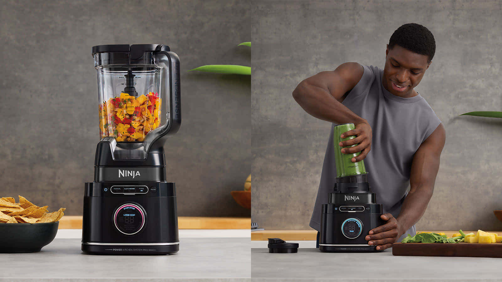 procesador de alimentos ninja sobre una encimera