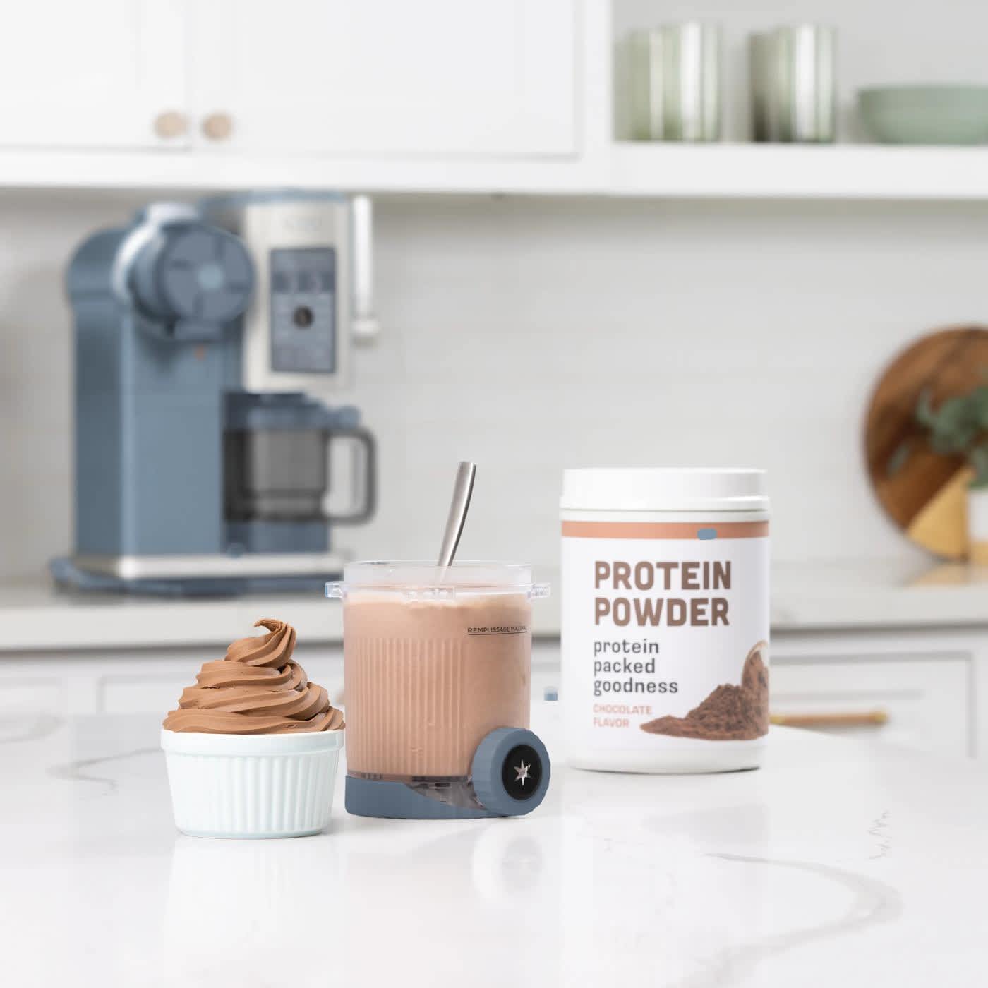 Helado de proteinas hecho con una Heladera ninja creami swirl 