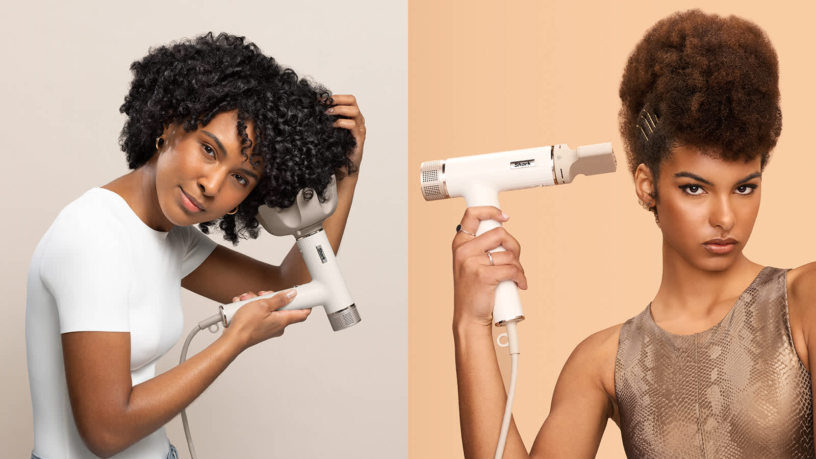 dos mujeres usando el secador de pelo shark speedstyle