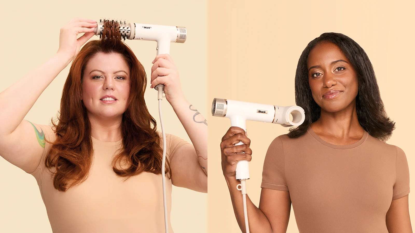 dos mujeres sec&aacute;ndose el pelo con el secador shark