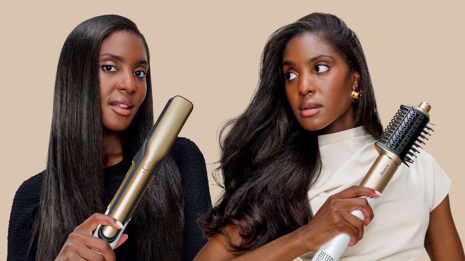 Deux femmes avec le styliseur capillaire Shark Glam.