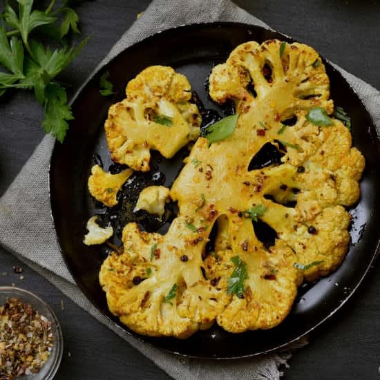 Grilled Cauliflower Steaks with Greek Salsa