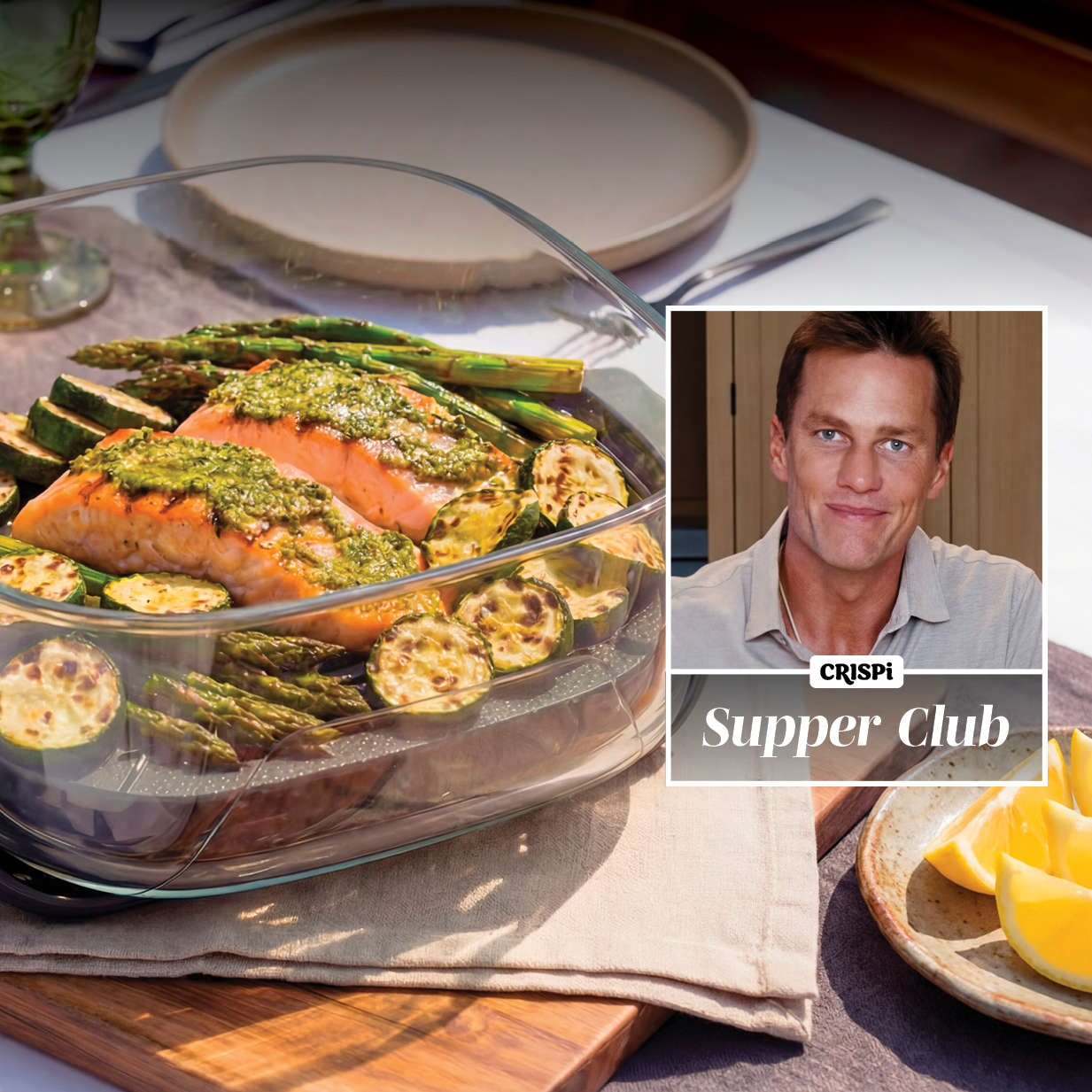 Tom Brady's Pesto Salmon with Zucchini & Asparagus