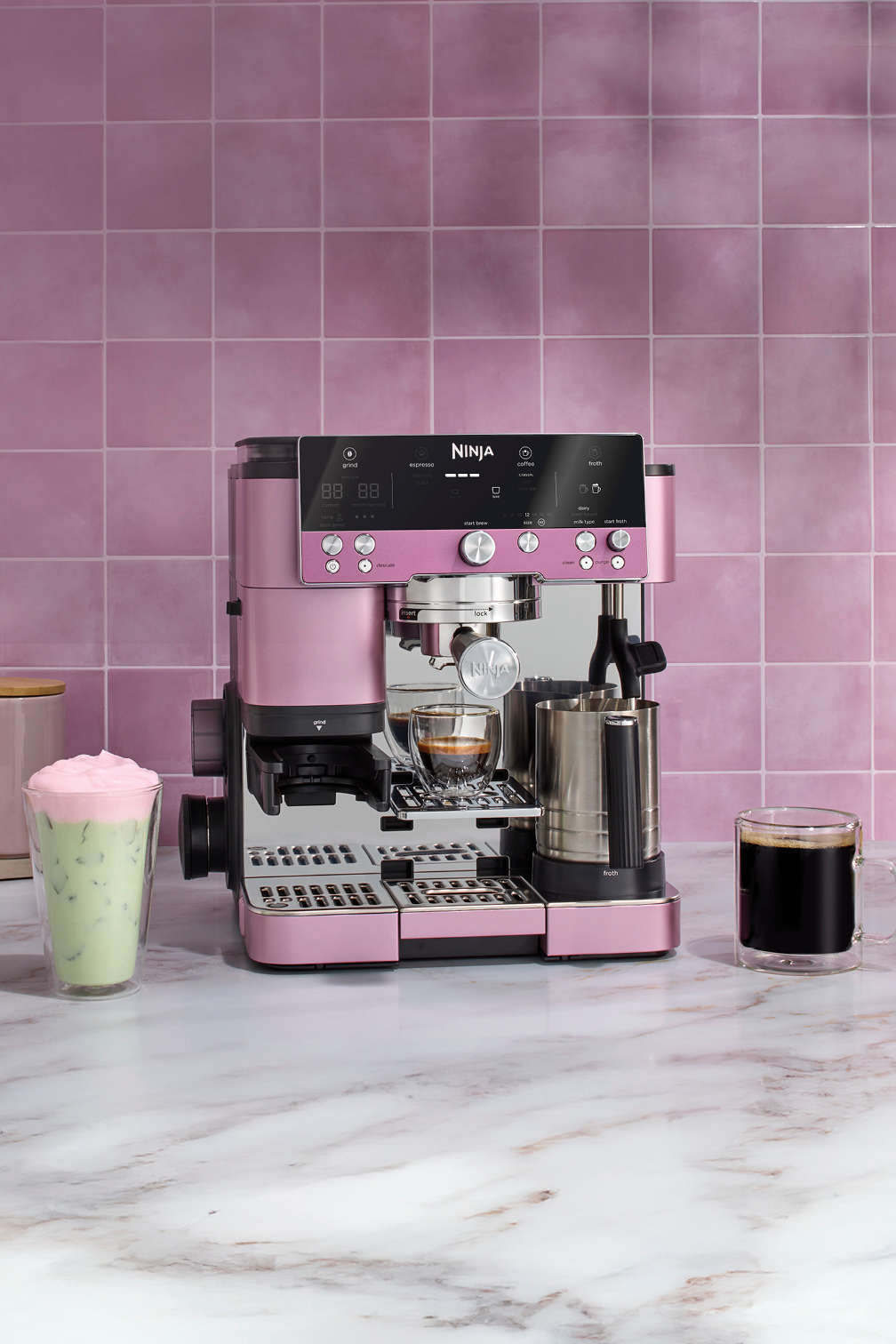 Ninja Luxe Cafe espresso machine in Raspberry Blush