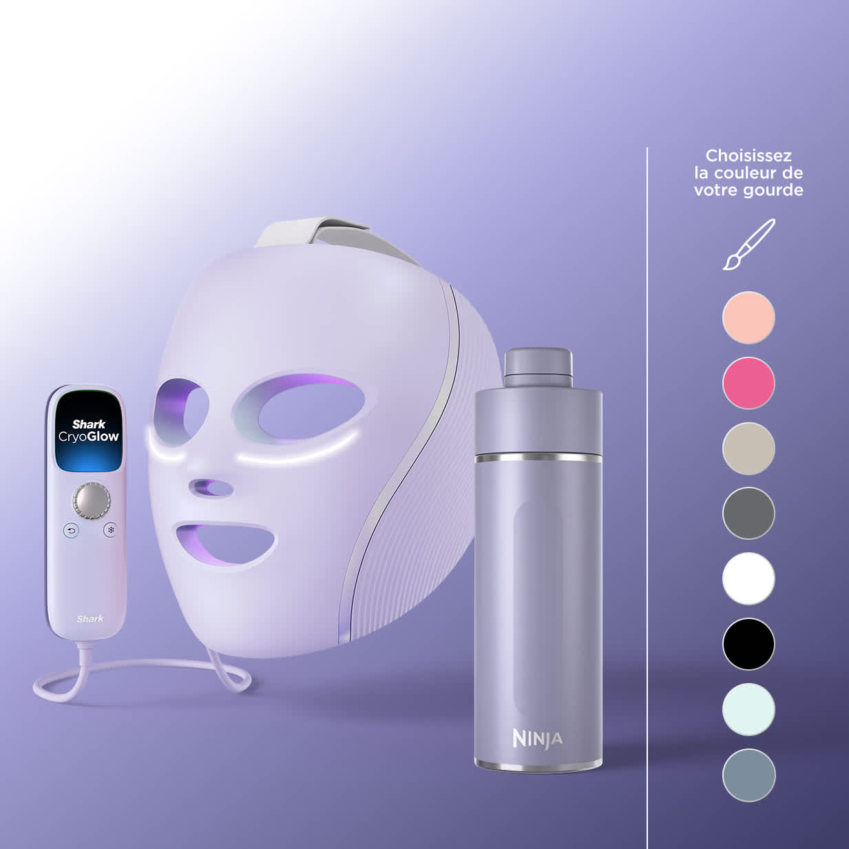Pack sur mesure Masque LED CryoGlow et gourde Ninja Thirsti