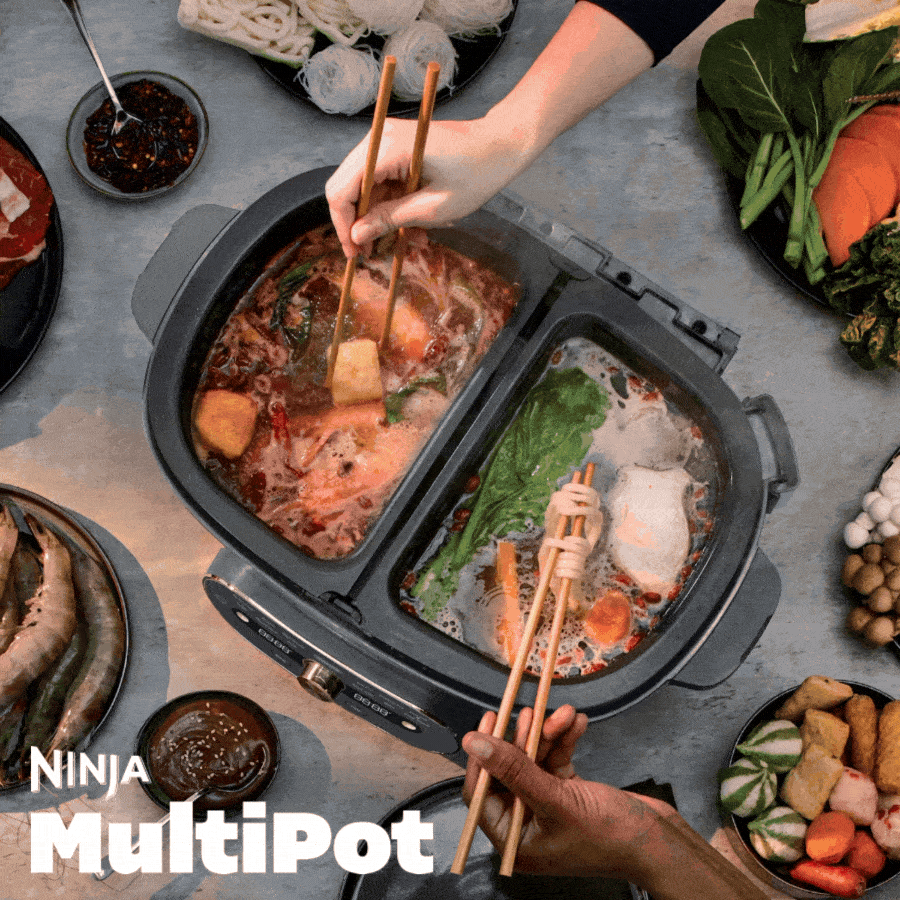 Multipot XL avec des fondues et du hotpot dans les deux cuves