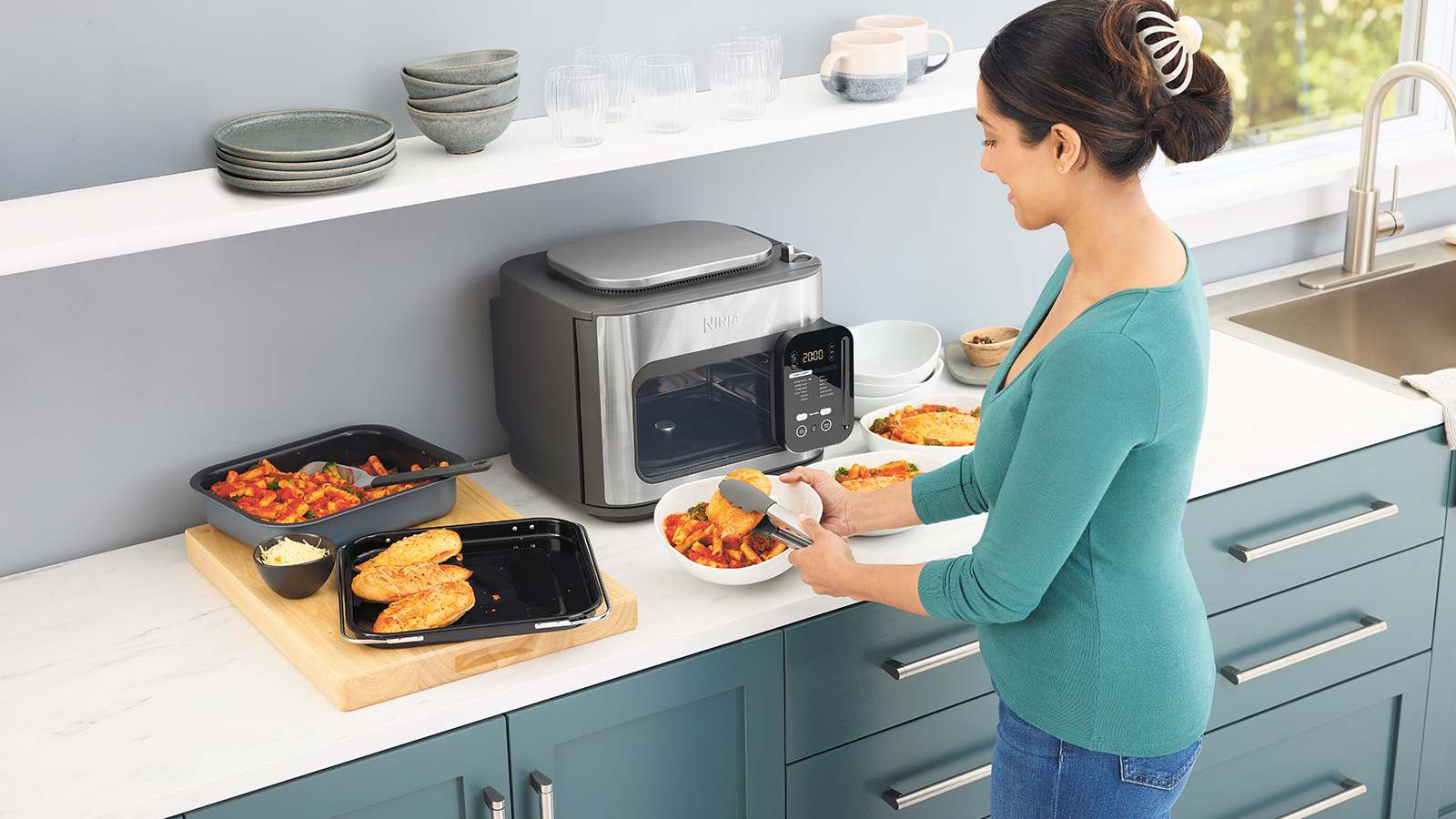 Pack Ninja Combi Multicuiseur, four et air fryer 12-en-1 avec casserole antiadhésive