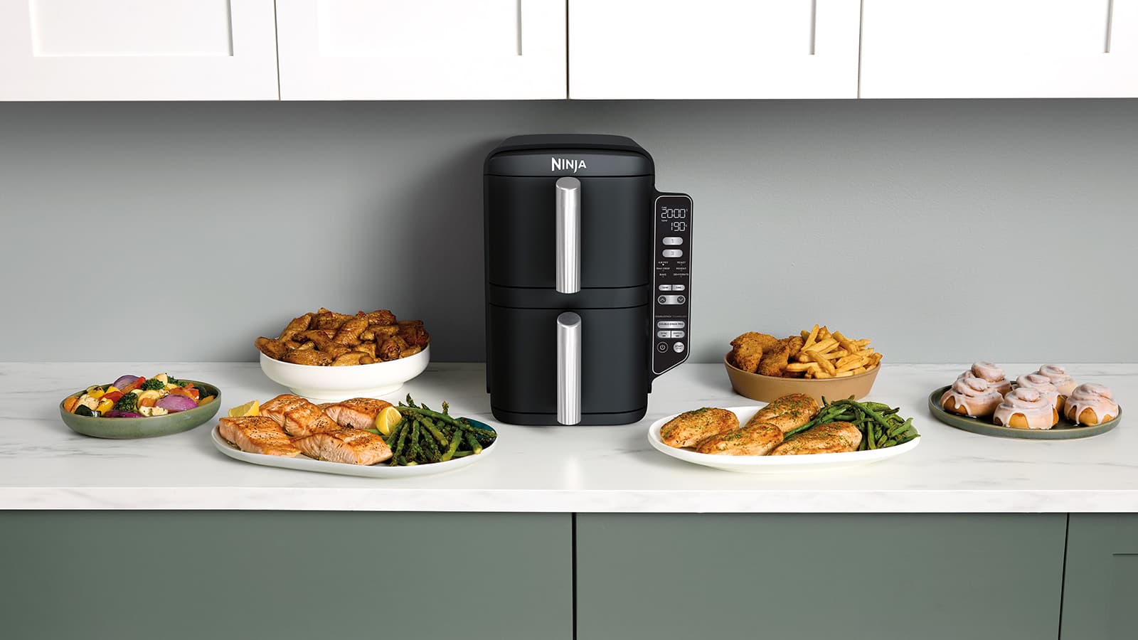 Air Fryer Ninja DoubleStack, verticale, 7.6L, 6-en-1, Noir