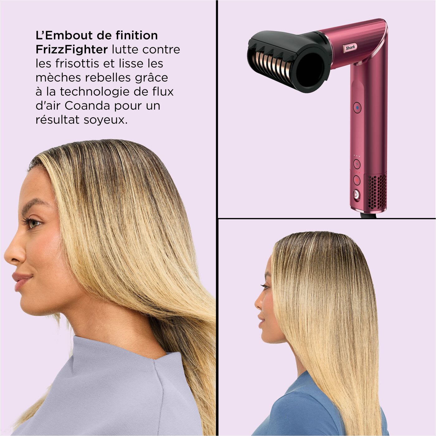 Pack Masque LED CryoGlow Lilas et Styler & Sèche-Cheveux FlexStyle Cerise Noire