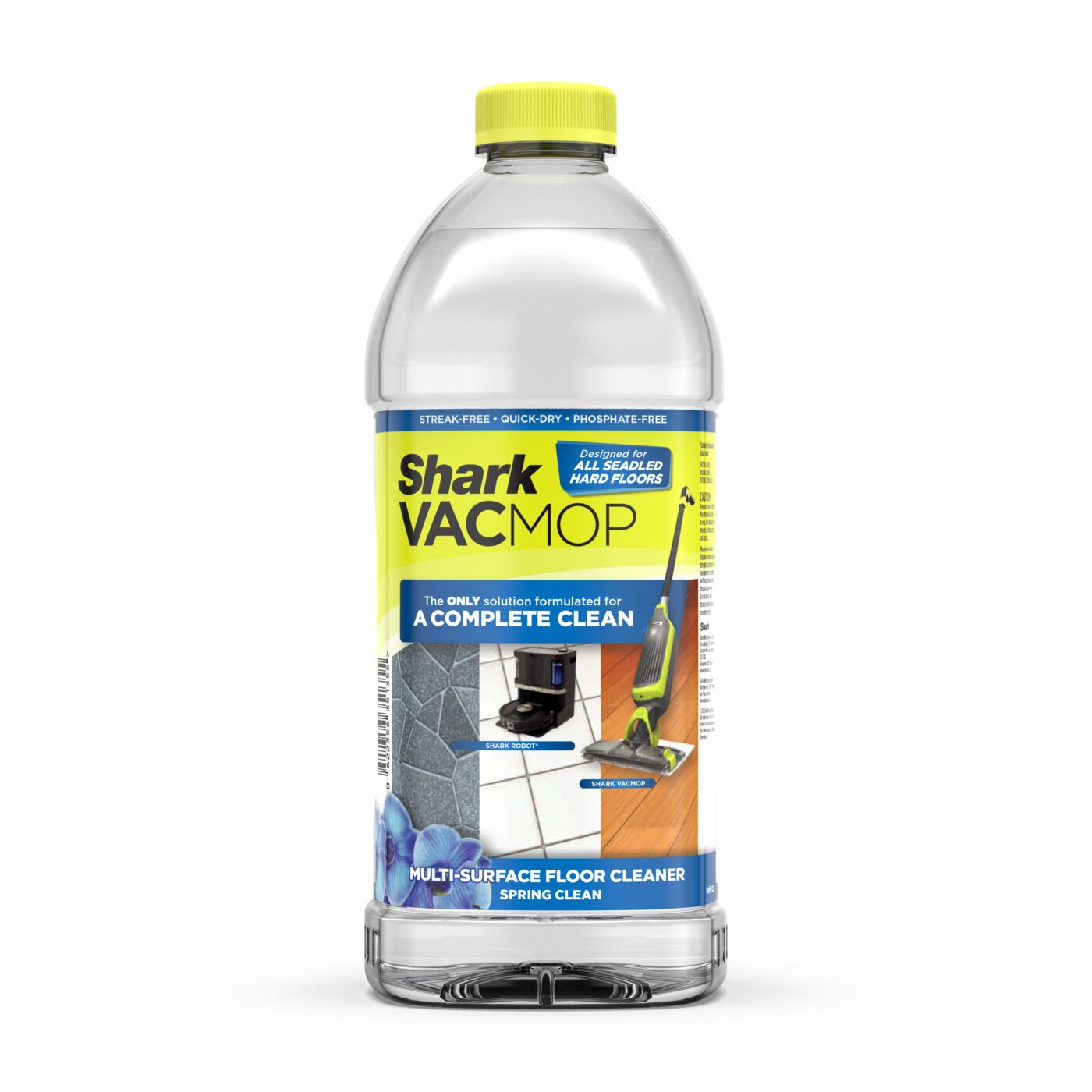 Ce flacon de recharge de deux litres de Nettoyant Multi-Surfaces Shark élimine rapidement les taches incrustées, tout en laissant un parfum frais et printanier