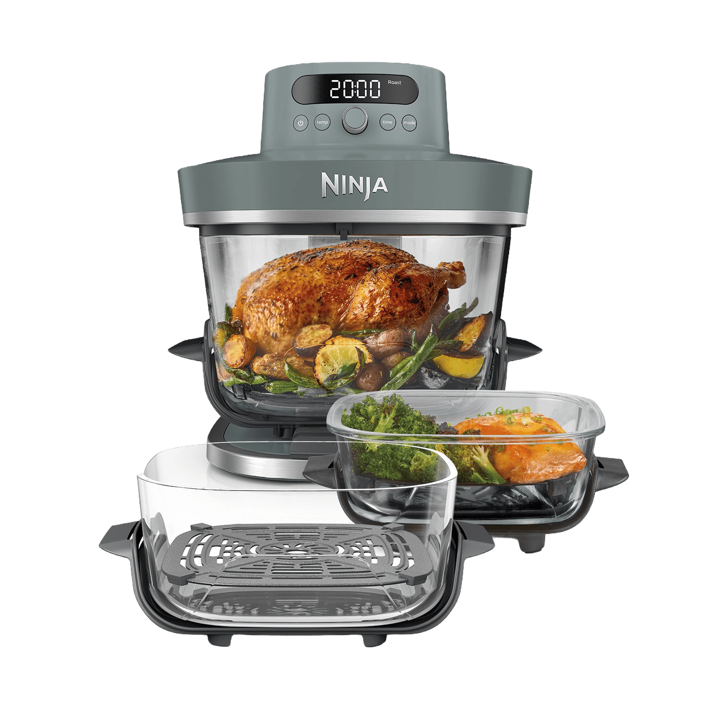 Ninja CRISPi PRO 7-in-1 Glass Air Fryer – Ash Grey Family Set