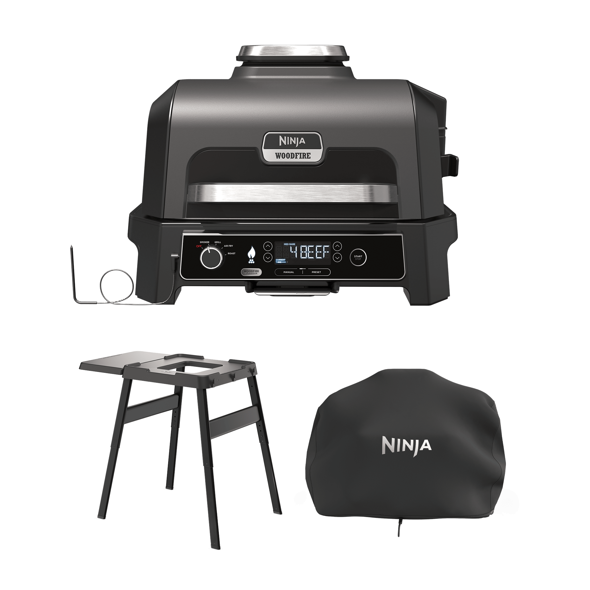 Ninja Woodfire Pro XL Electric BBQ Grill & Smoker with Stand & Cover – Save £185 + free gift worth £60
