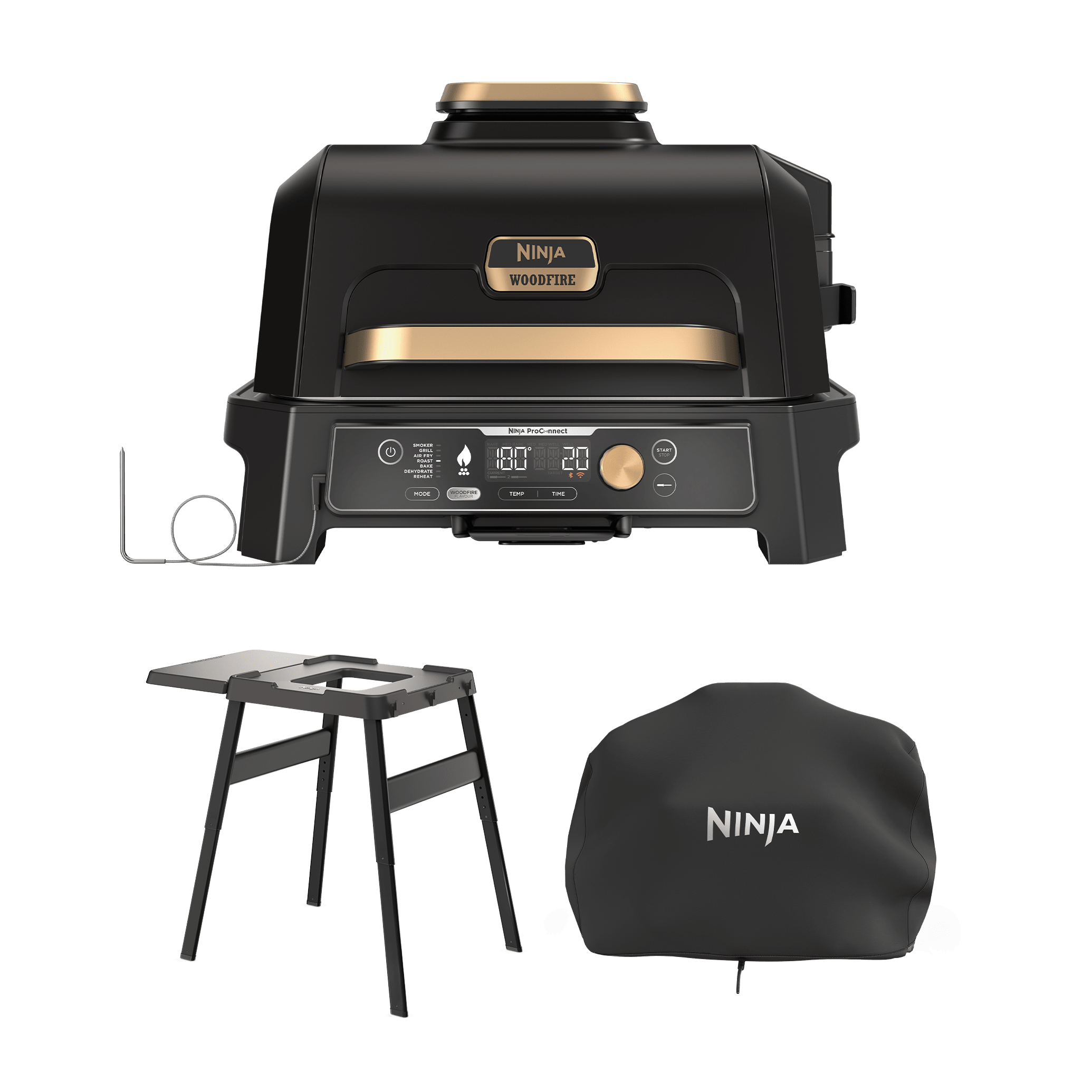 Ninja Woodfire Pro Connect XL Electric BBQ Grill & Smoker with Stand & Cover – Save £135 + free gift worth £80