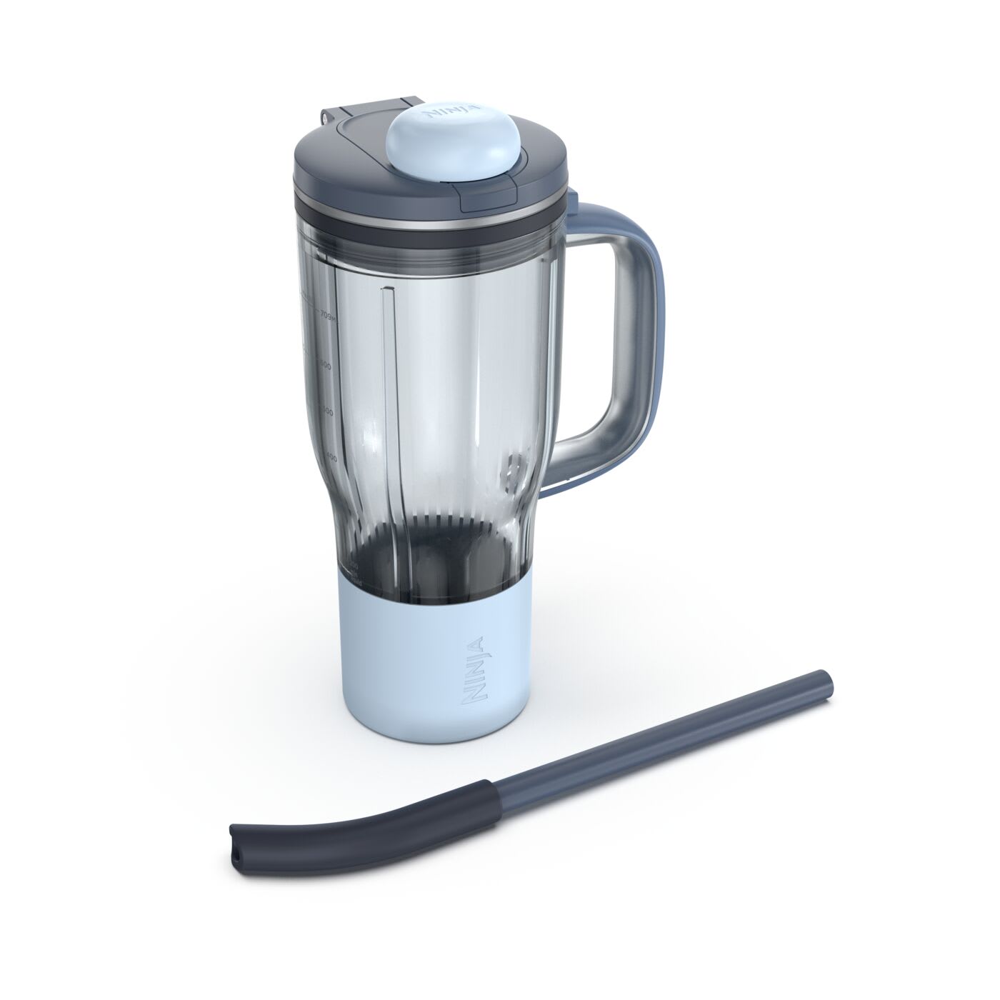 Gourde étanche de 710 ml avec poignée, couvercle de dégustation et paille amovible, pour emporter vos boissons lors de vos déplacements directement après les avoir mixées