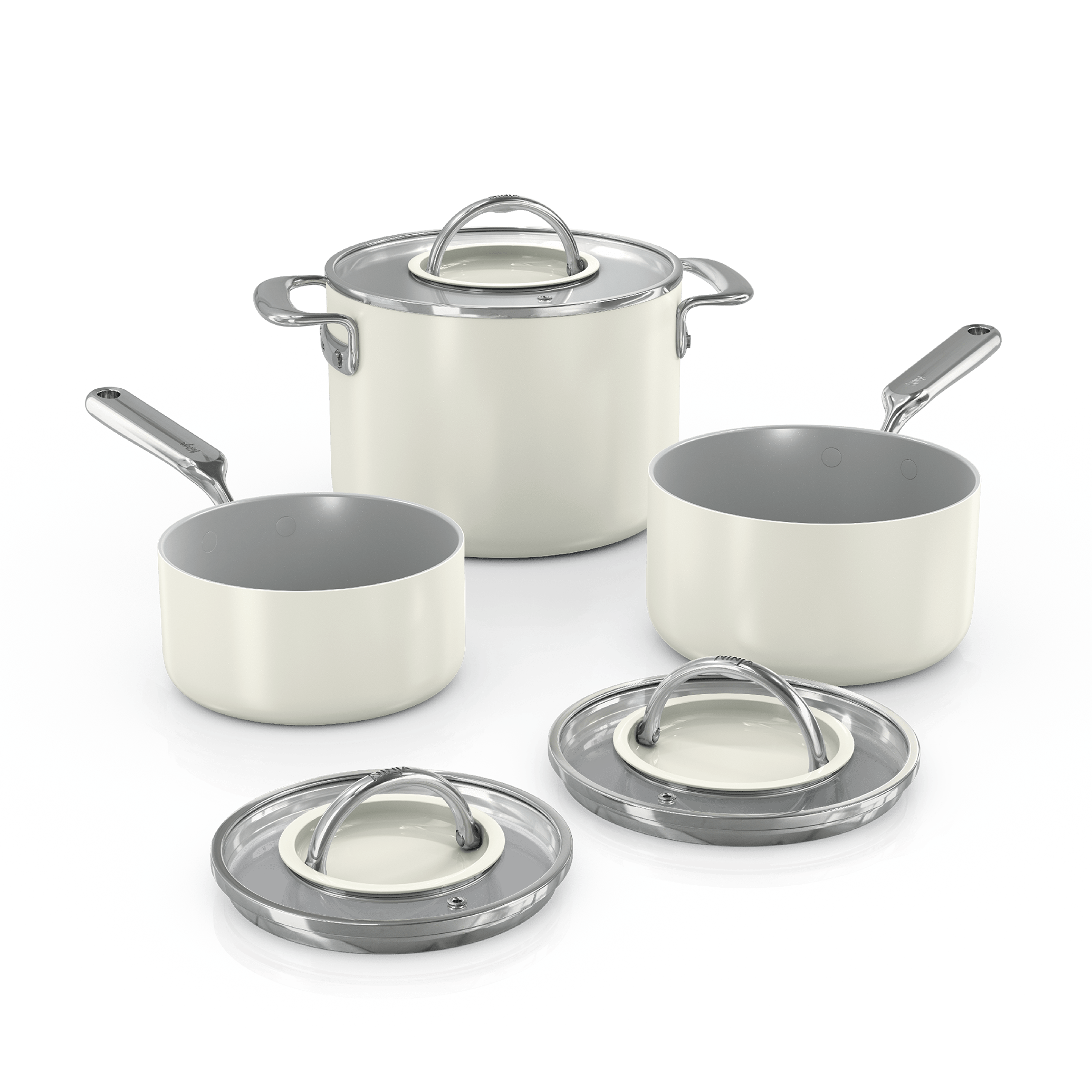 Ninja NeverQuit™ 6-Piece Ceramic Saucepan Cookware Set in Bone