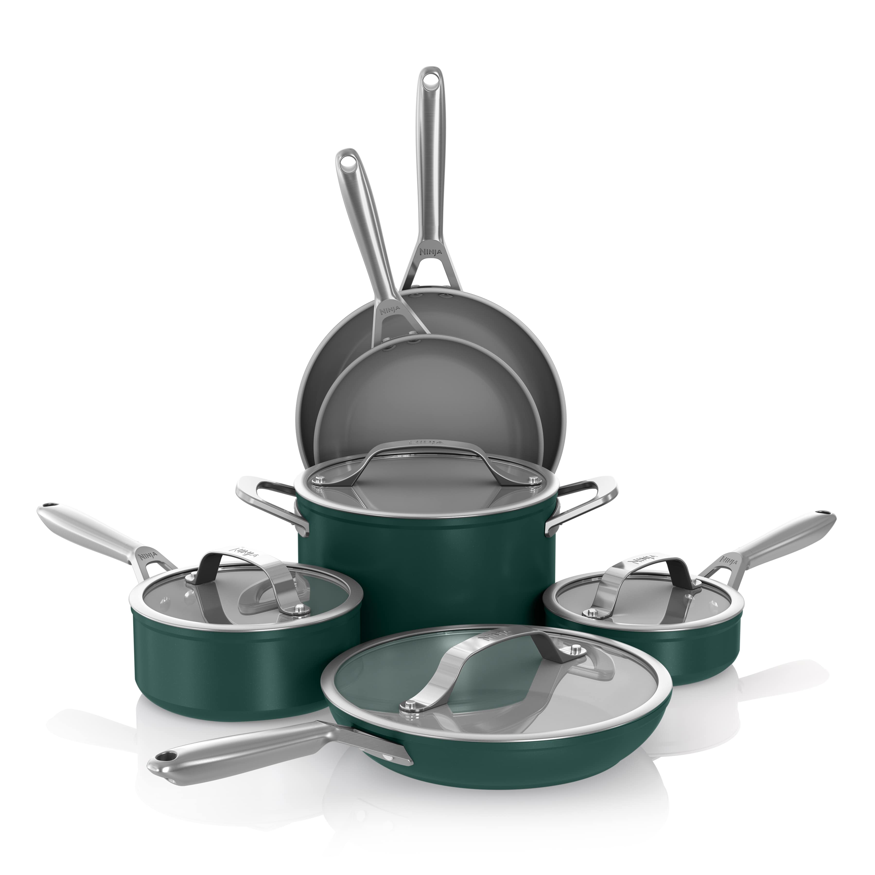 Ninja® Ceramic Pro 10-Piece Cookware Set - British Racing Green