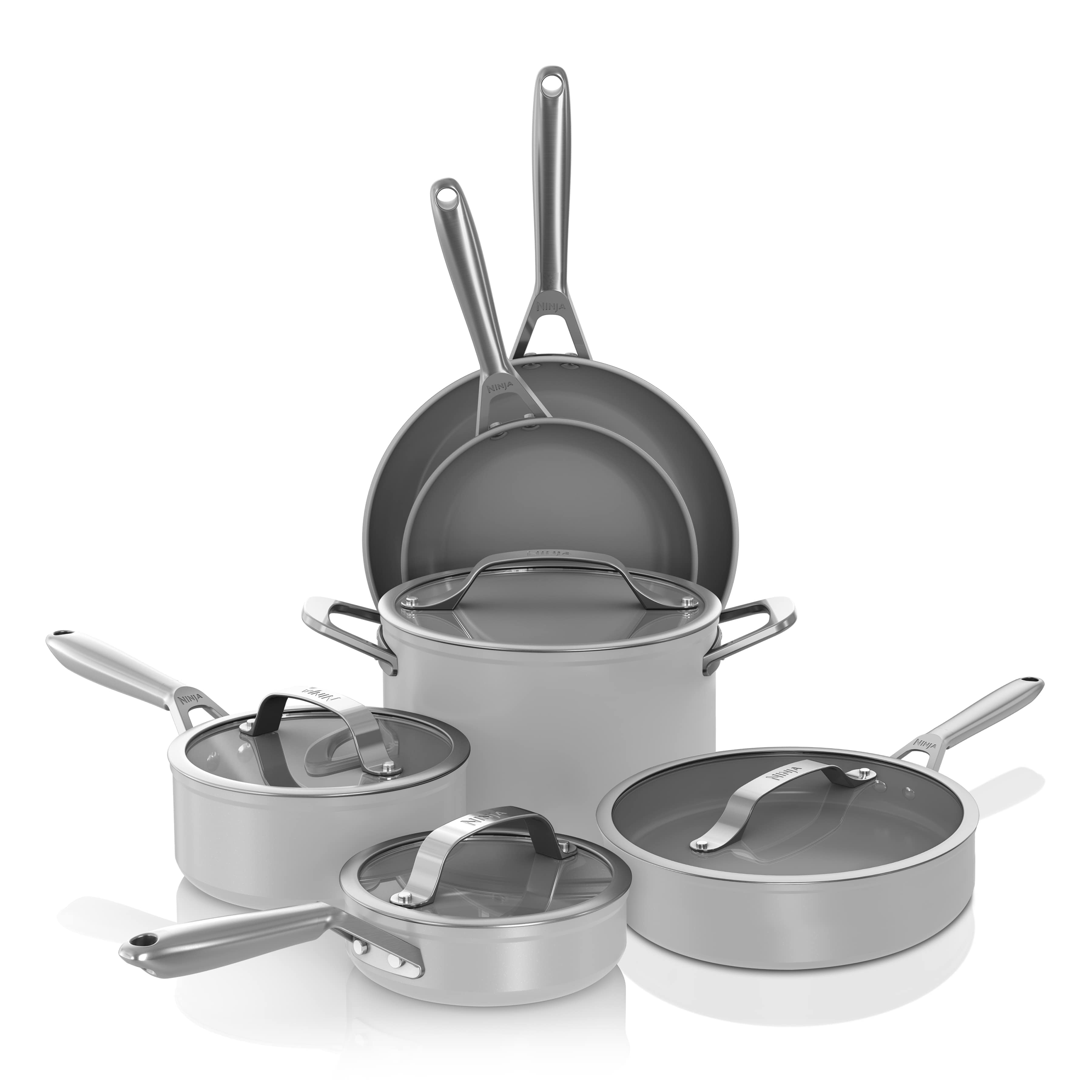 Ninja® Ceramic Pro 10-Piece Cookware Set Neutral Gray | SharkNinja