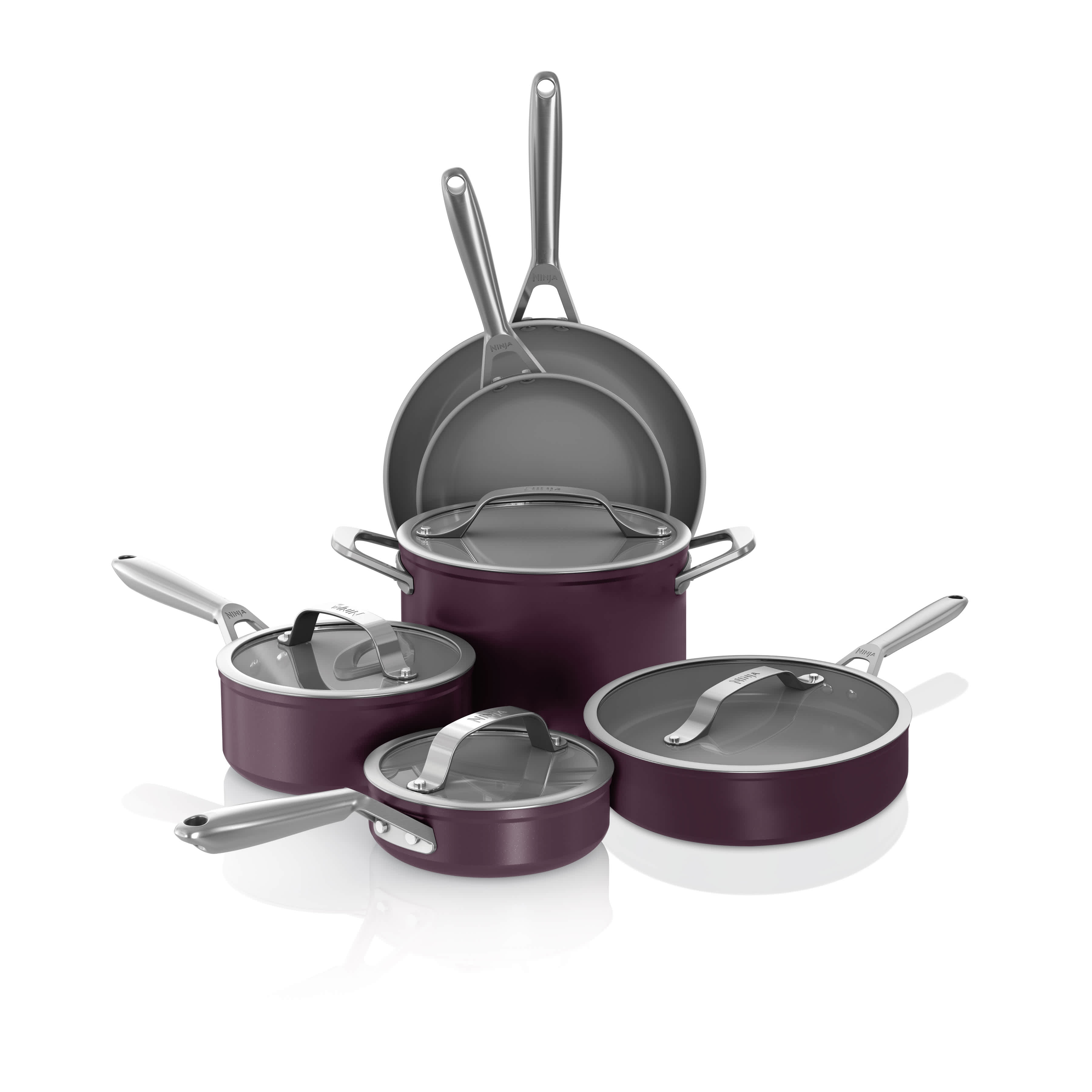 Ninja® Ceramic Pro 10-Piece Cookware Set Black (Cherry)