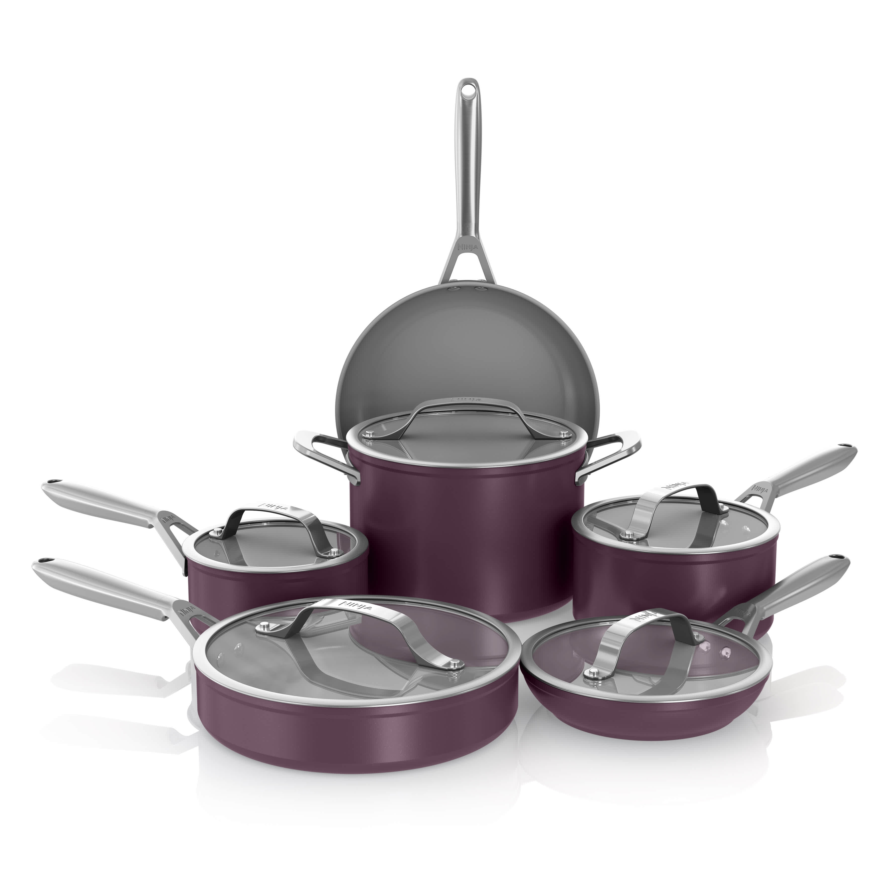 Ninja® Ceramic Pro 11-Piece Cookware Set Black Cherry | SharkNinja