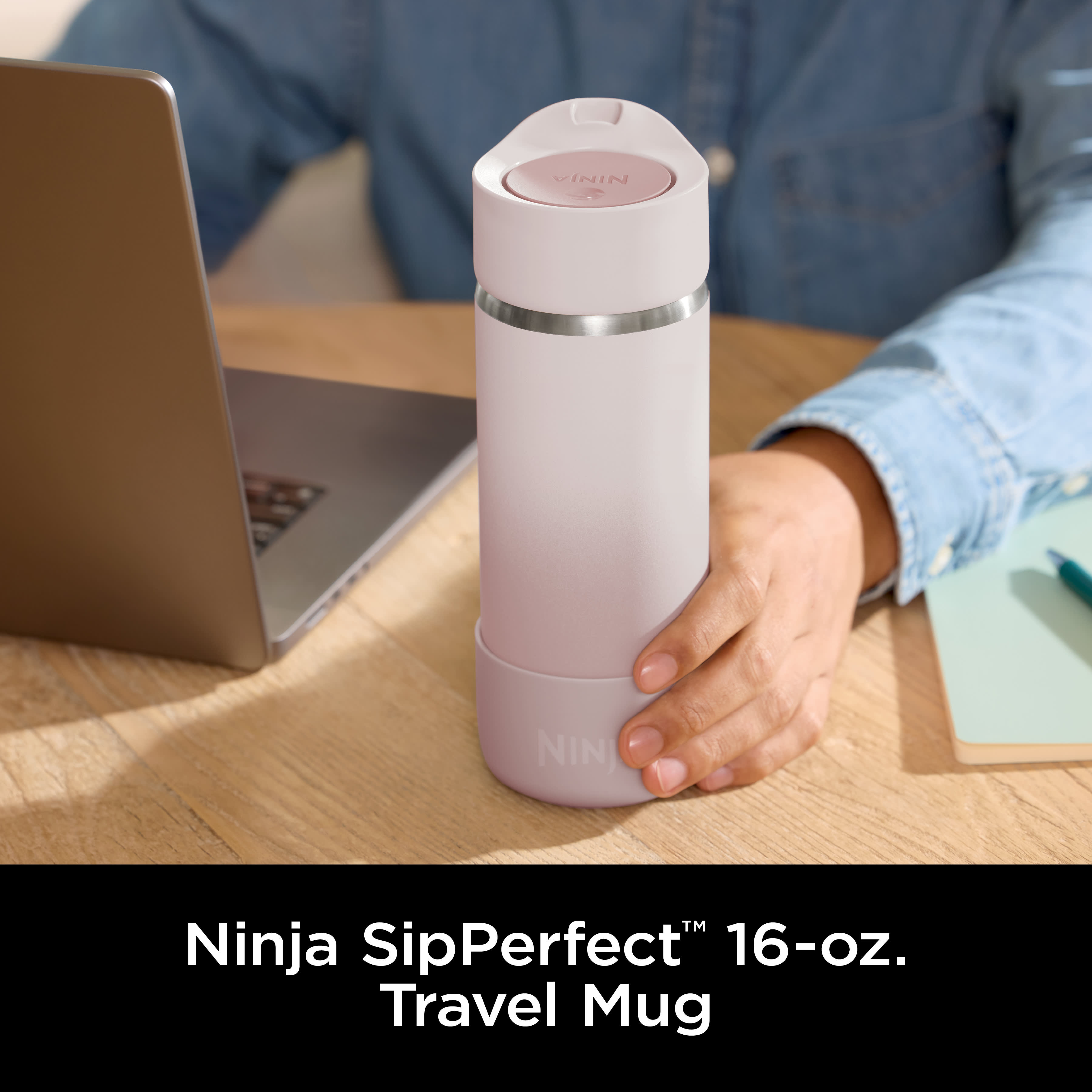Ninja Sip Perfect™ 16oz Travel Mug, Rose Quartz | SharkNinja
