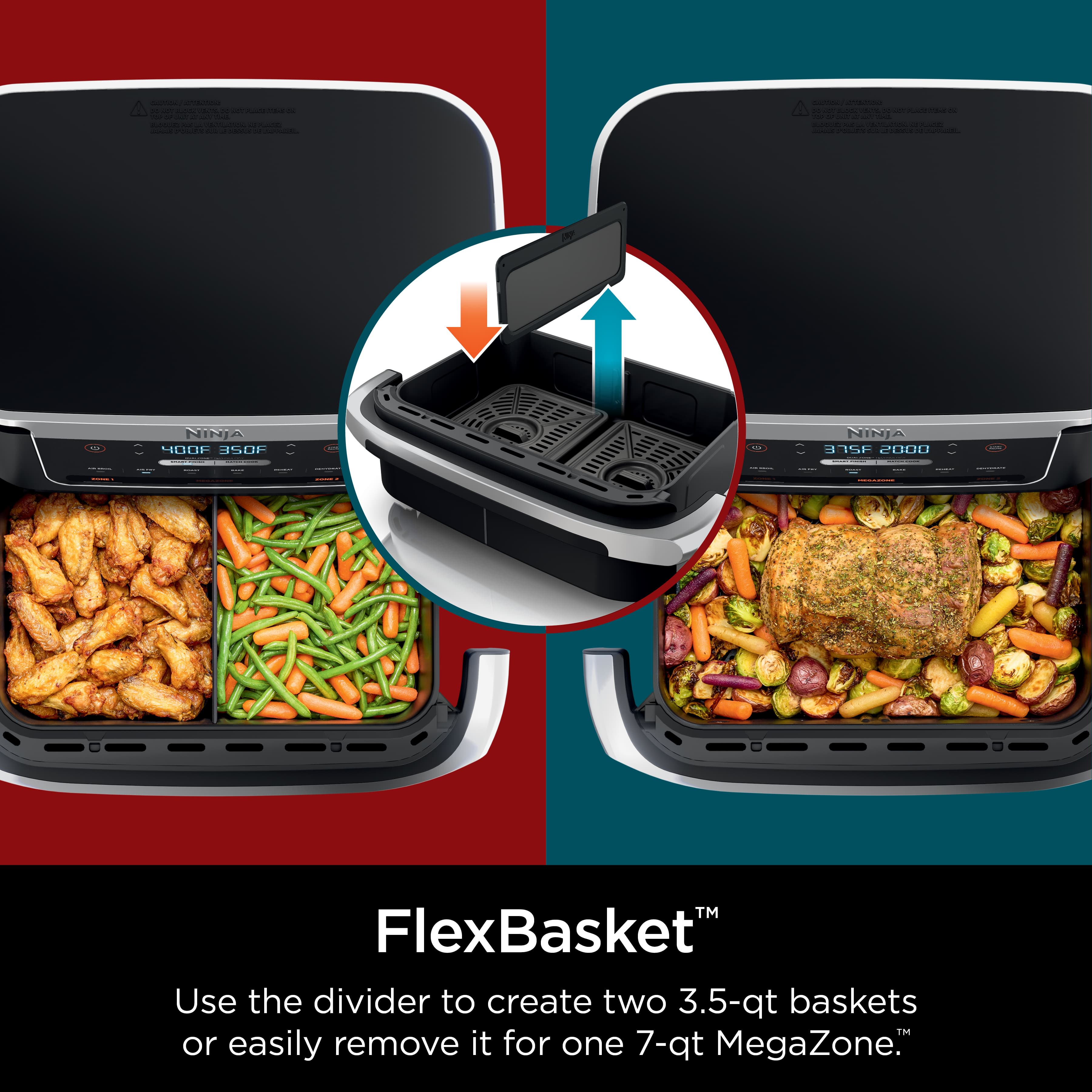 Ninja® Foodi® FlexBasket™ Air Fryer with 7qt MegaZone™ Air Fryers