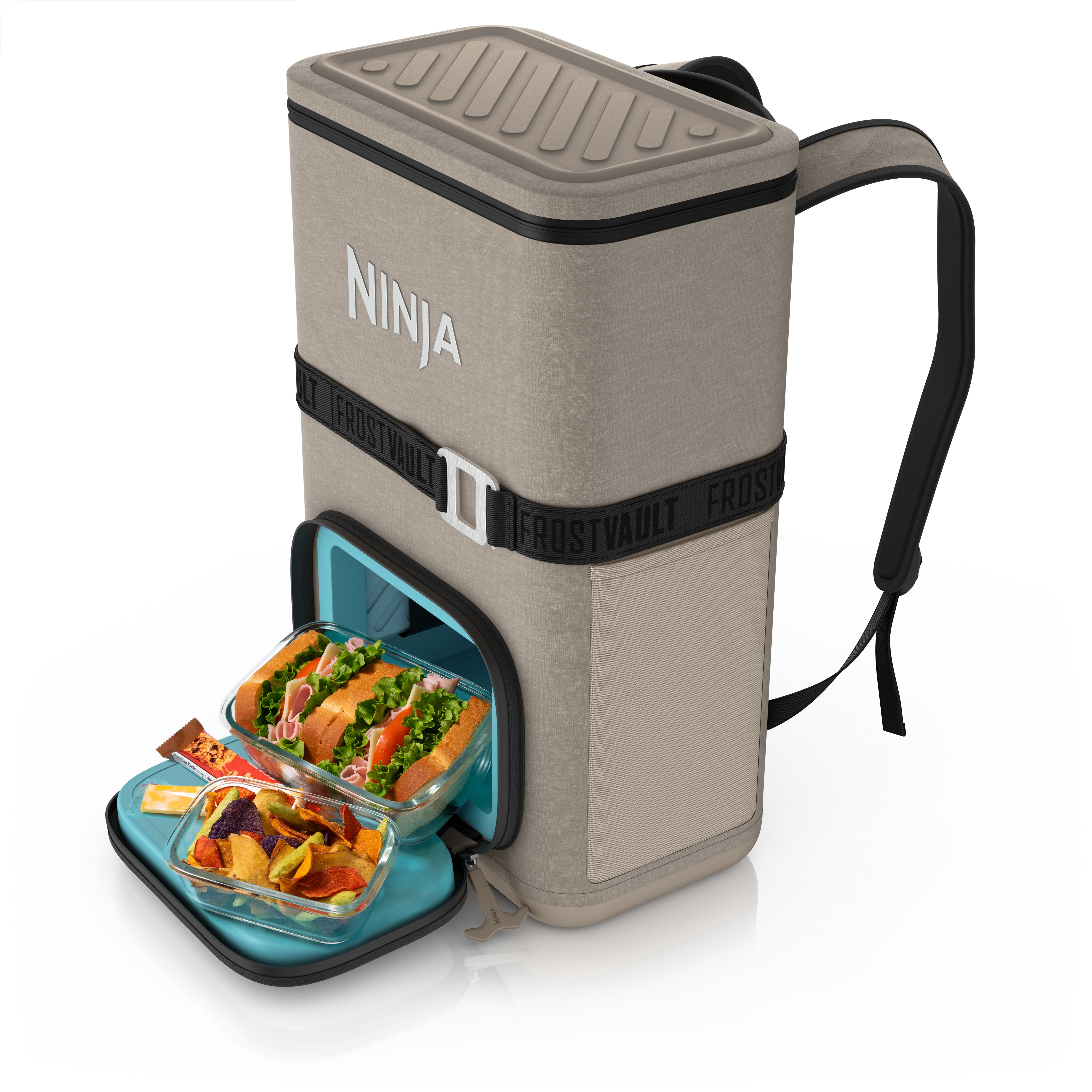 Ninja Outdoor FrostVault™ Go 24-Can Backpack Soft Cooler with Cold Dry Zone, Birch Beige