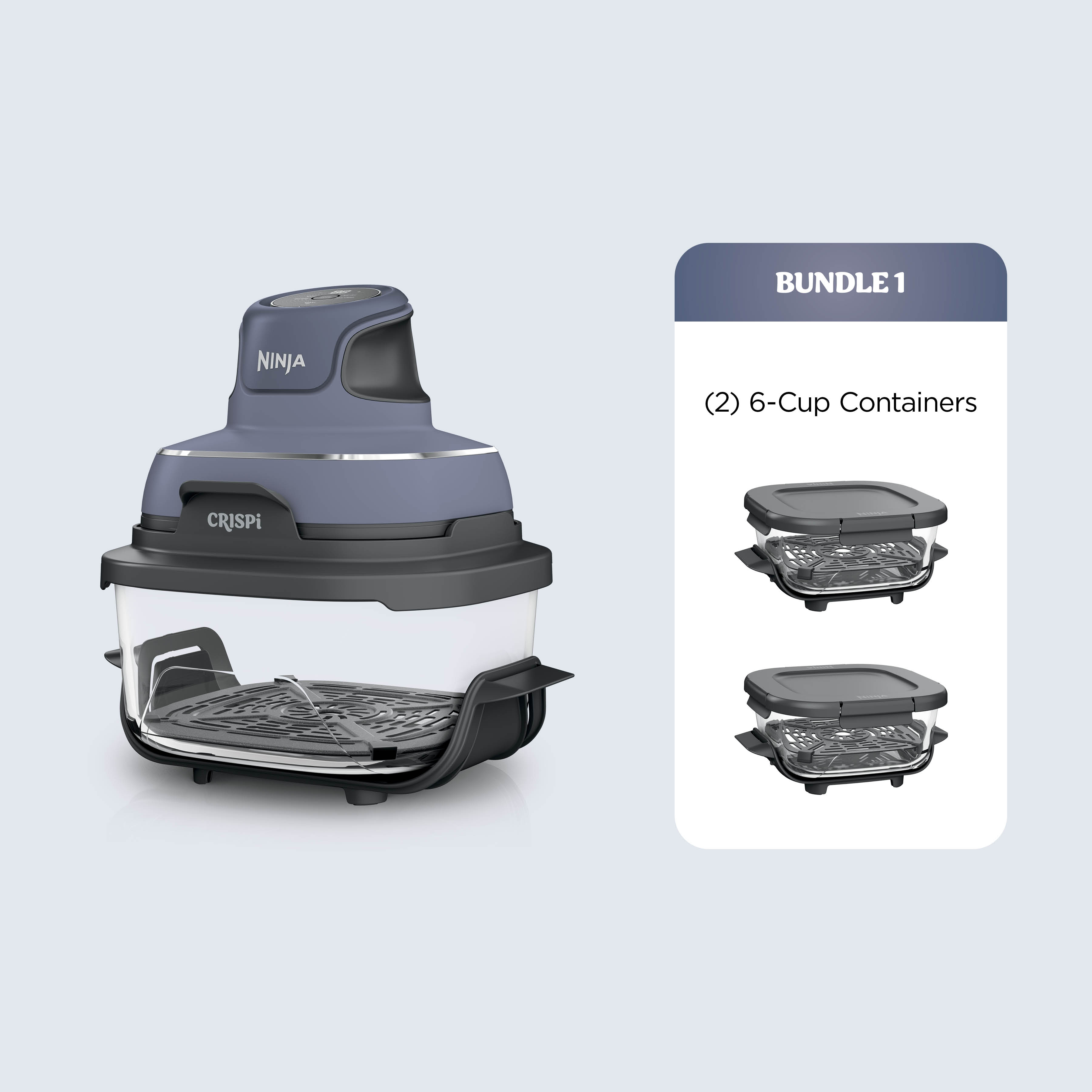 Ninja Crispi™ 4-in-1 Lavender Glass Air Fryer 4 QT & (2) 6 Cup ...