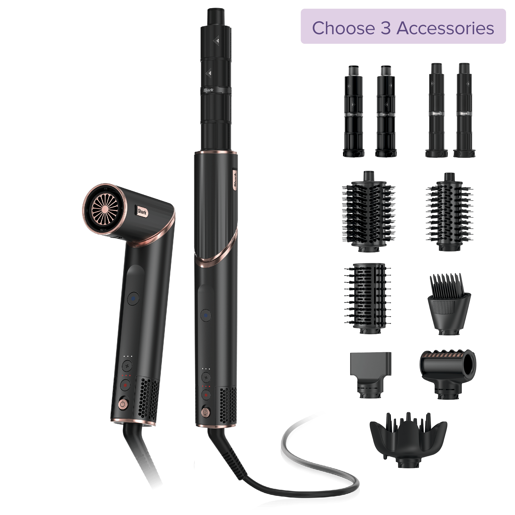 Shark FlexStyle 4-in-1 Air Styler & Hair Dryer Build Your Own, Black