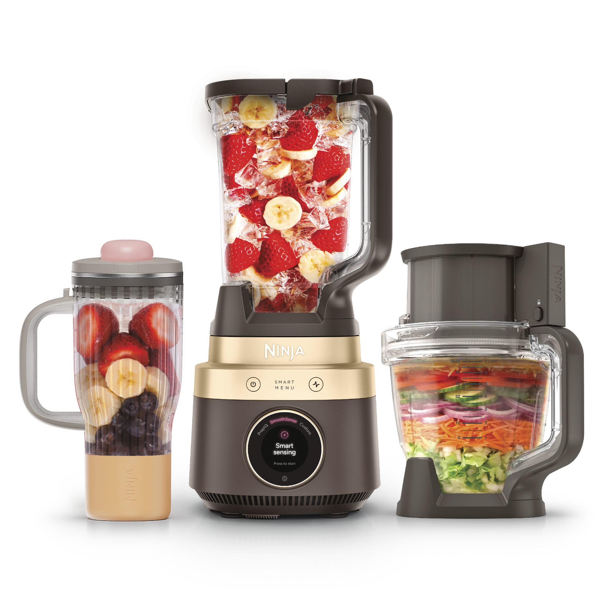 Ninja CrushBOSS™ 3-in-1 Blender, Tumbler & Food Processor in Stone
