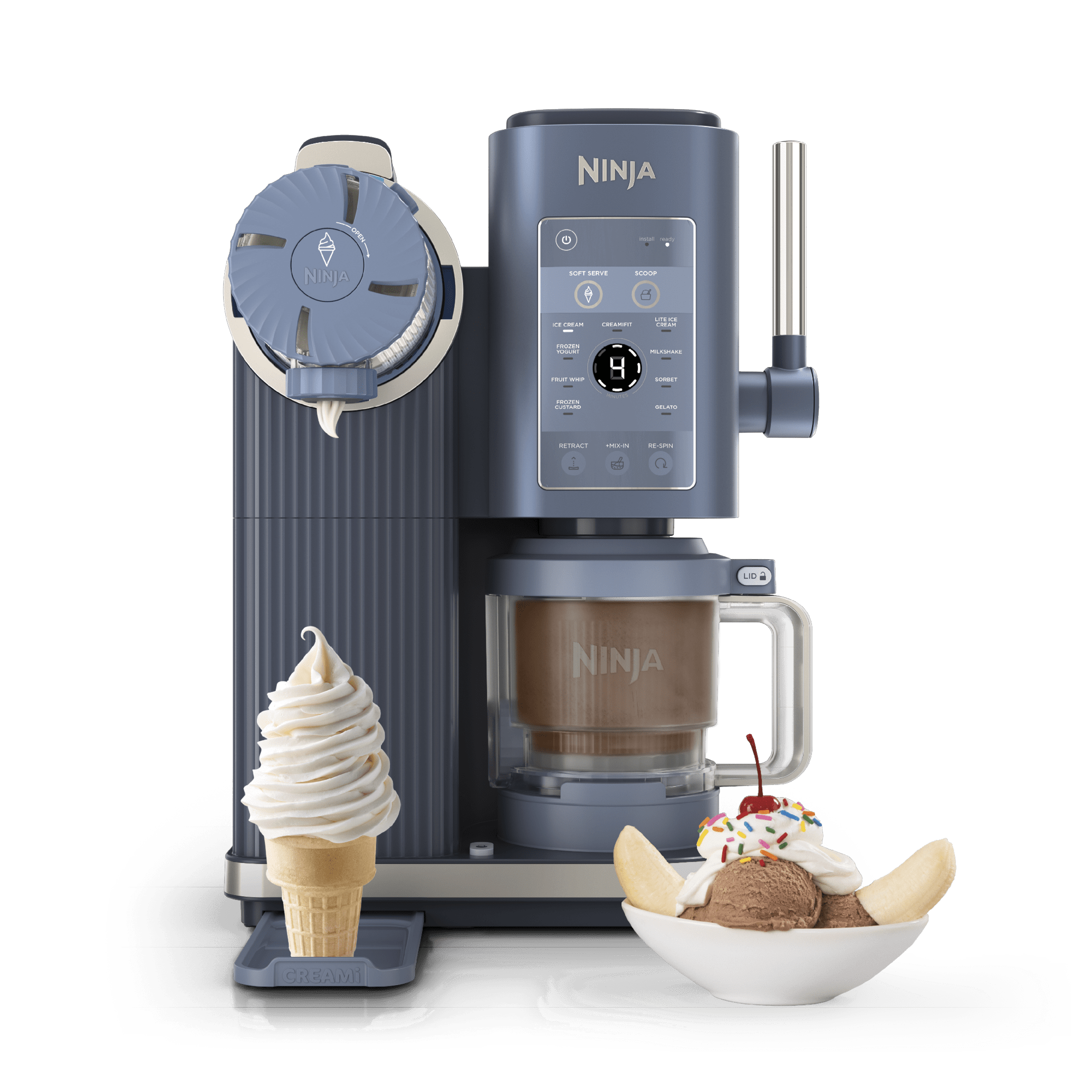 Ninja CREAMi Scoop & Swirl Soft Serve Ice Cream Machine in Navy