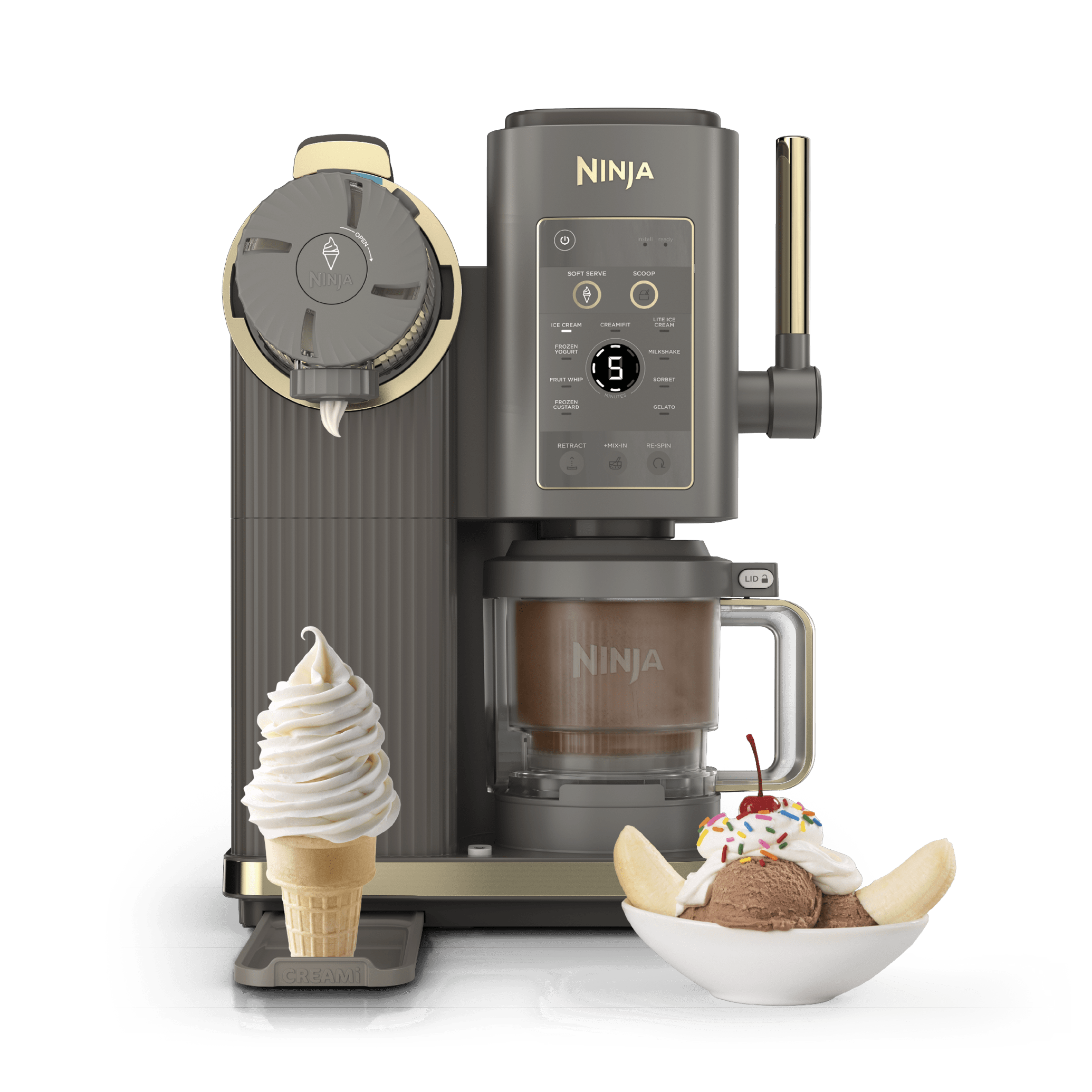 Ninja CREAMi Scoop & Swirl Soft Serve Ice Cream Machine in Mocha