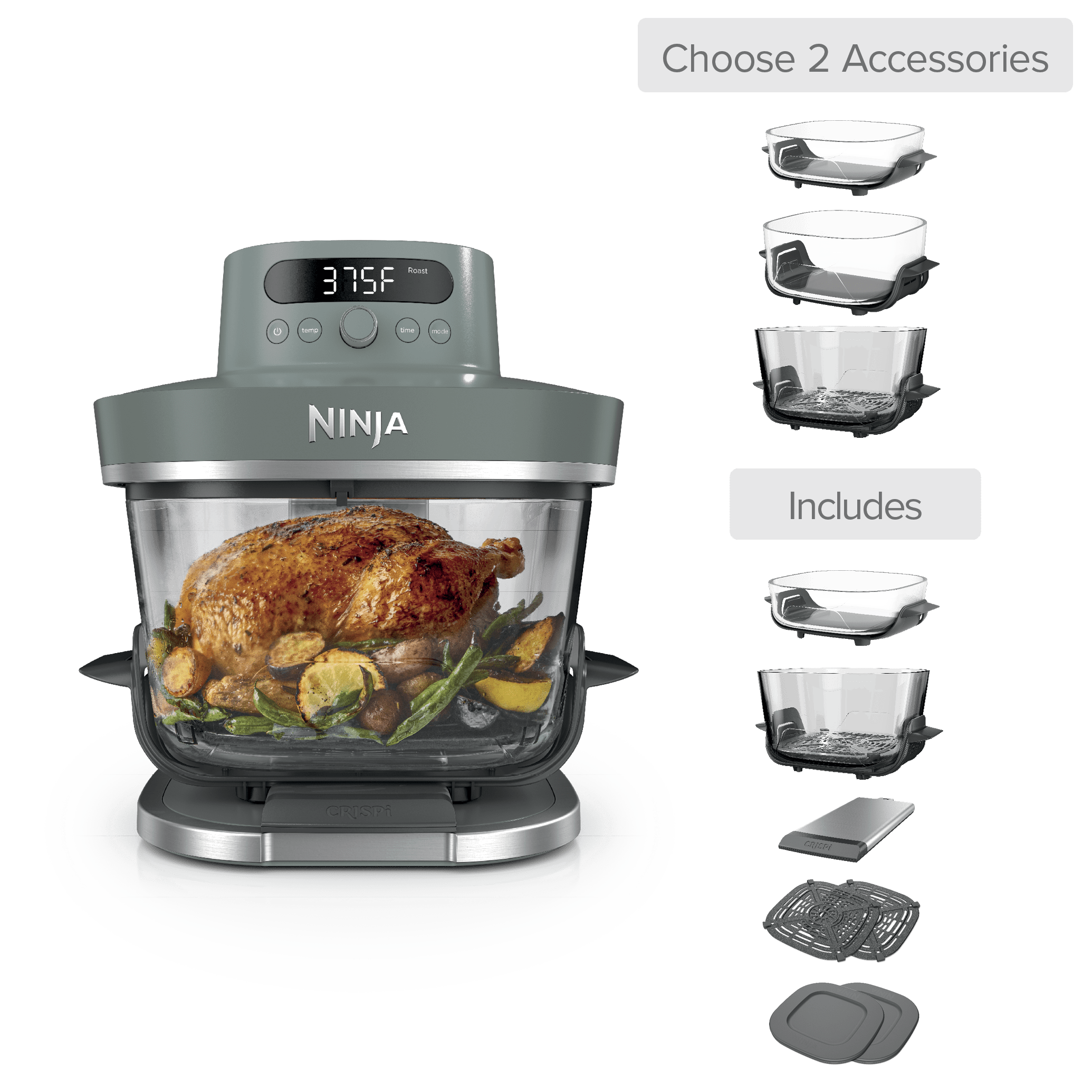 Build Your Own Ninja Crispi Pro Glass Air Fryer in Ash Gray